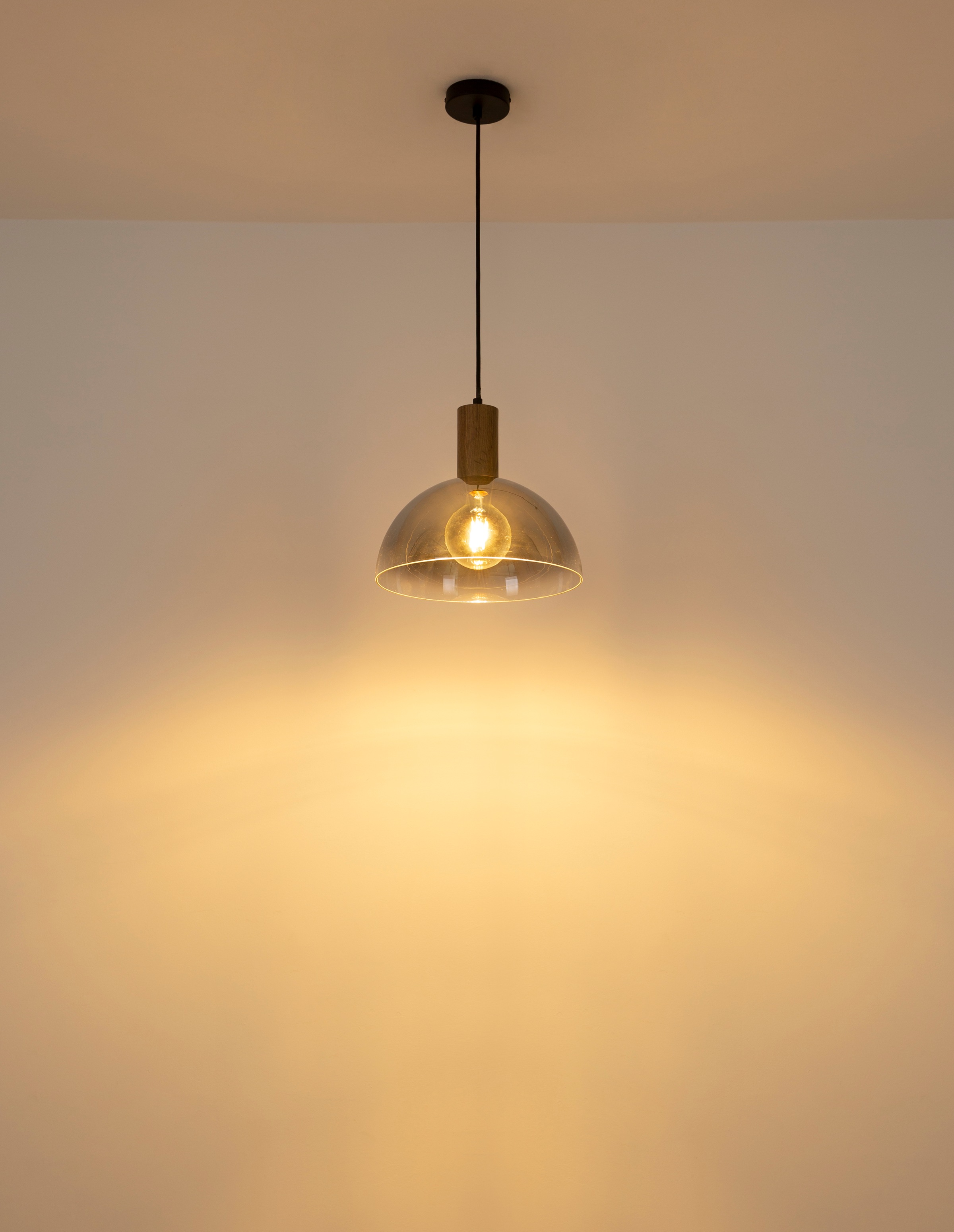 NOWA Hängeleuchte »ROMY« E27 1 Stk. Hängeleuchte Holz & Glas, höhenverstellbar, stilvoll modern