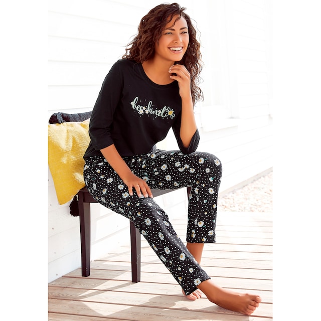 Vivance Dreams Pyjama, (2 tlg., 1 Stück), mit Gänseblümchen-Druck kaufen |  BAUR