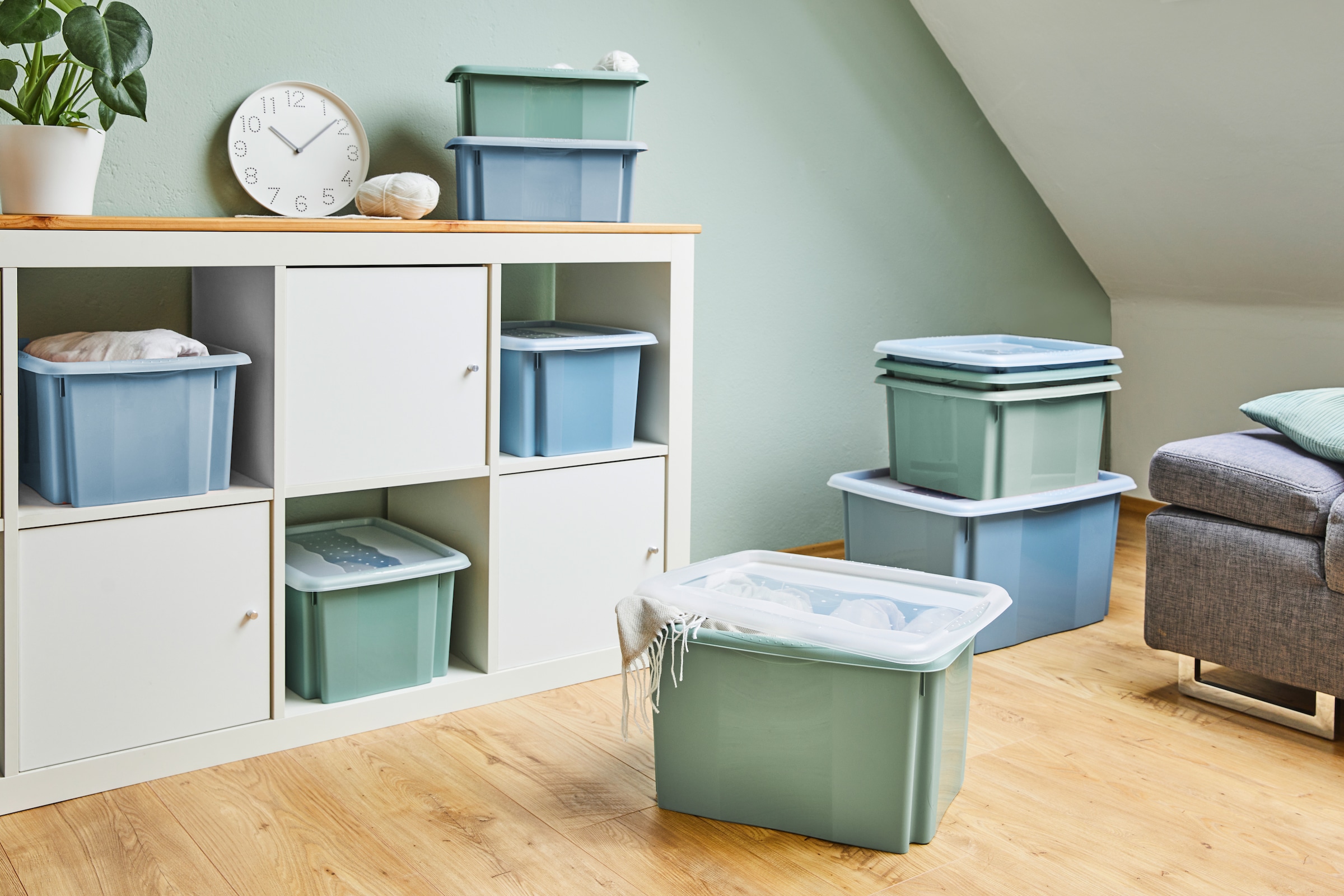 keeeper Aufbewahrungsbox »Emil, 3er Set, 45 L, 54,5 x 39 x 29,5 cm« ineinander und aufeinander stapelbar