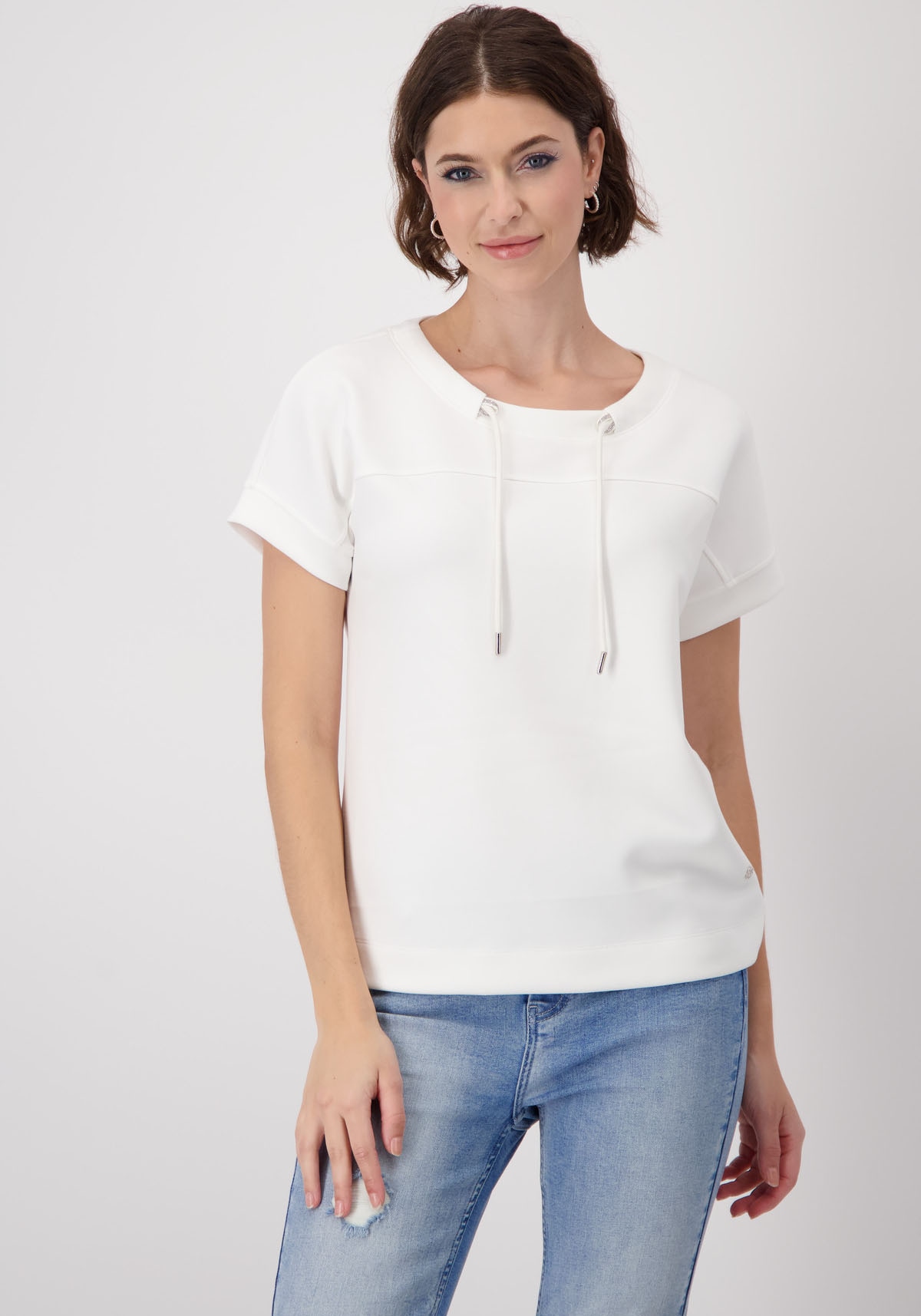 Monari Sweatshirt "Sweatshirt Schmuckdetail", mit Kordeldurchzug günstig online kaufen