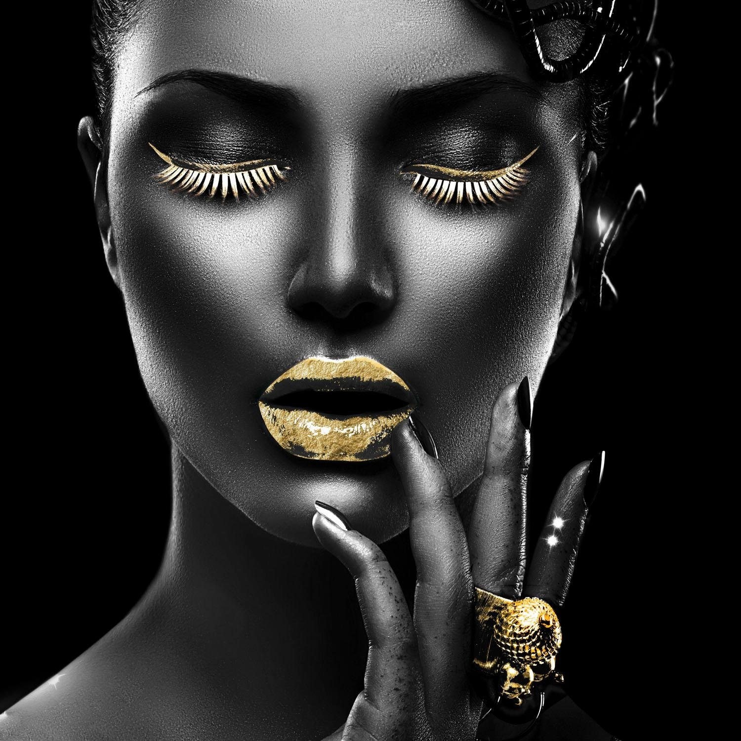 Leonique Acrylglasbild »Gesicht«, von Hand eingearbeitete Blattgold Applikationen