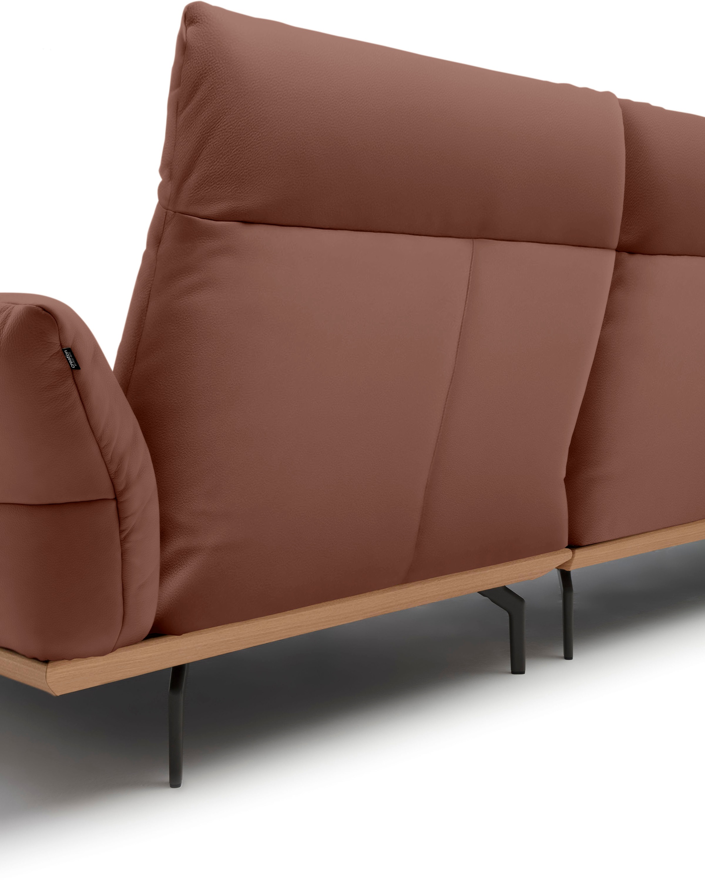 Creation BY ROLF BENZ Ecksofa »CR.460«, Sockel in Eiche, Winkelfüße in Umbragrau, Breite 318 cm