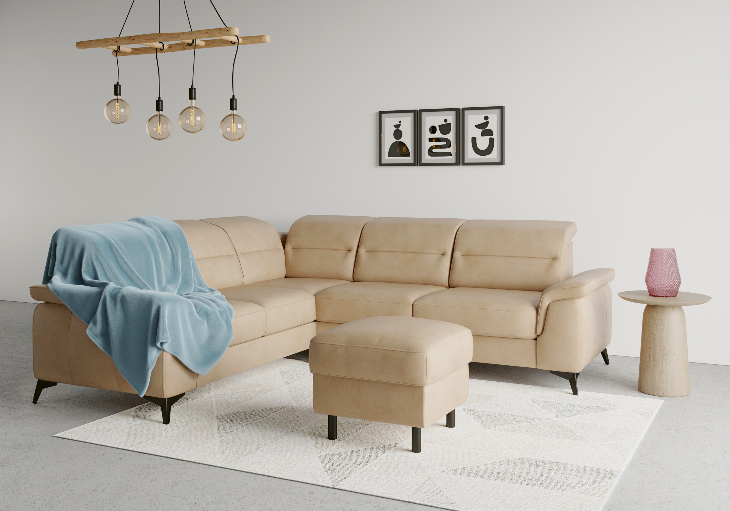 sit&more Ecksofa »Sinatra L-Form«, optinal mit Kopfteilverstellung und Armteilfunktion, Metallfüße