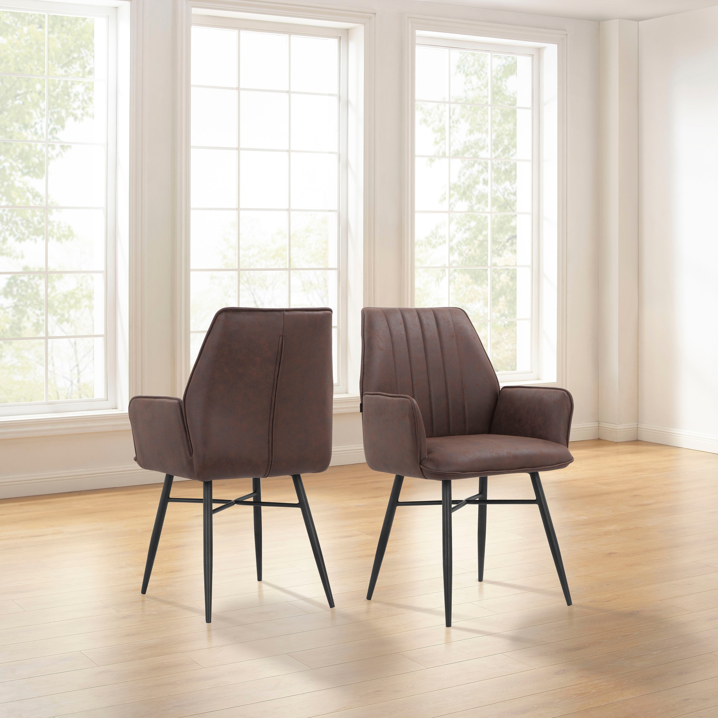 Leonique Esszimmerstuhl »Hrodwyn«, 2 St., Microfaser, Sitz gepolstert, mit horizontale Nähten am Rücken, Sitzhöhe 52 cm