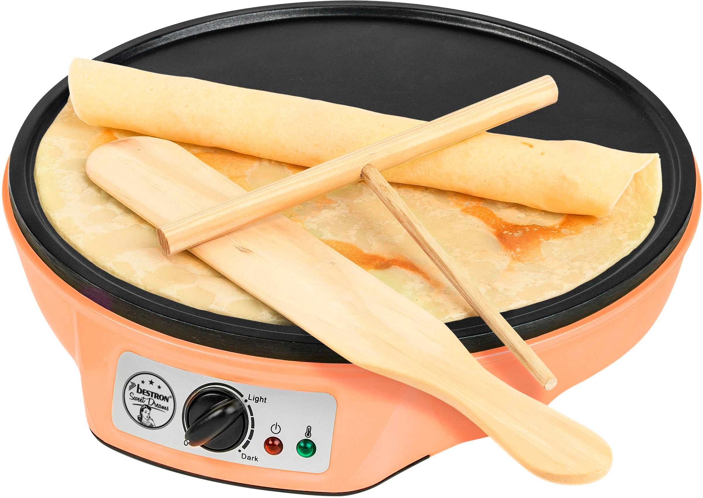 bestron Crêpesmaker "ASW602 im Retro Design, für Crepes mit Ø 30 cm", 1000 W, Ø 30 cm, inkl. Teigverteiler & Crêpes-Wend