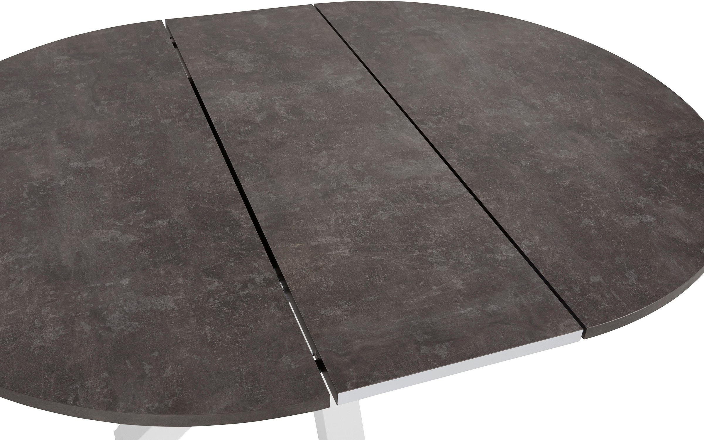Esstisch MÄUSBACHER, grau (tischplatte: keramik dunkel), B:130cm H:78cm T:130cm, Tische, Esstisch, rund, Untergestell Säule 3