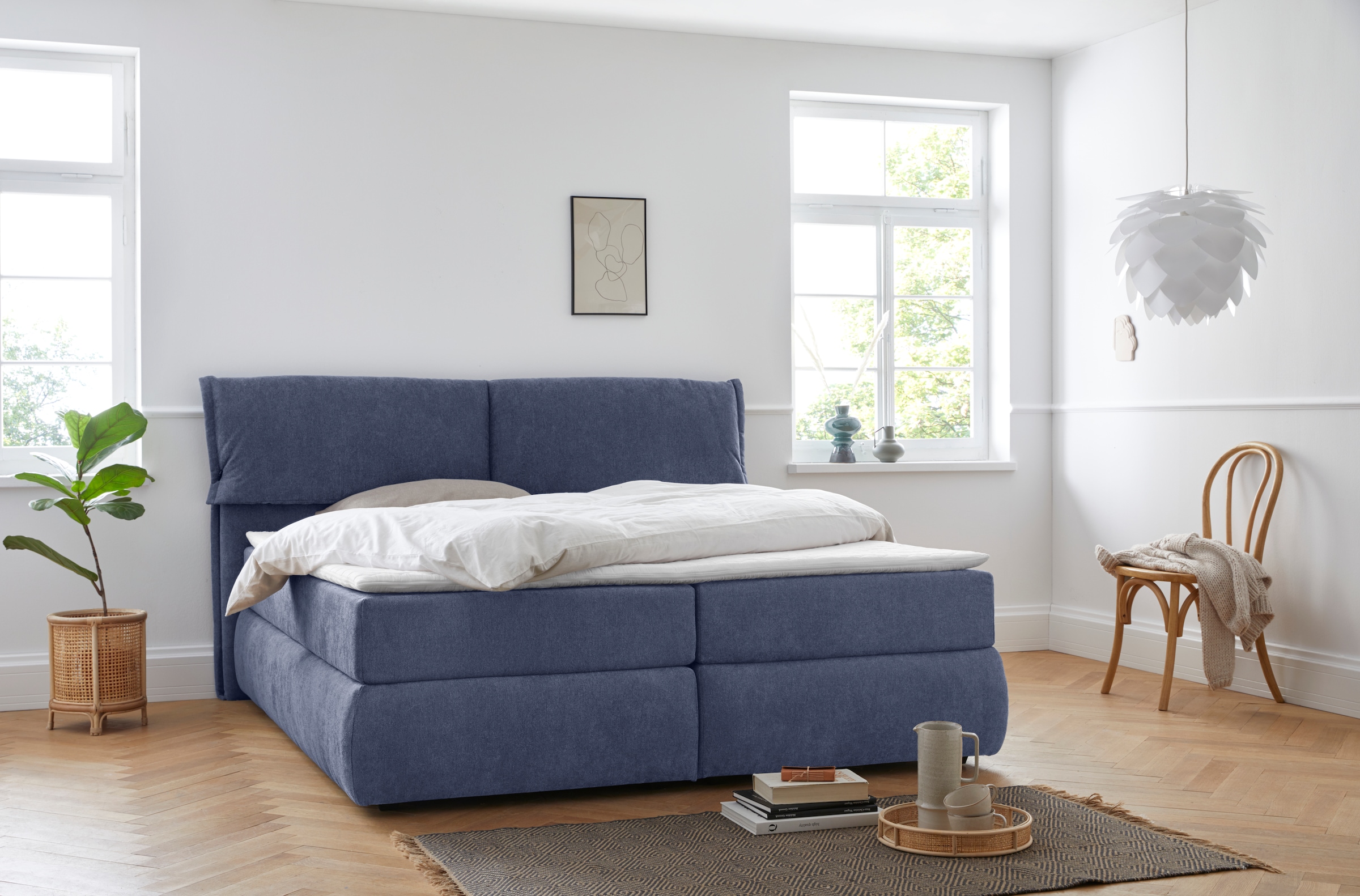 OTTO home Boxspringbett "Jenson" in 4 Farben, 4 Breiten, 3 Matratzenarten in 2 Härtegraden, Topper