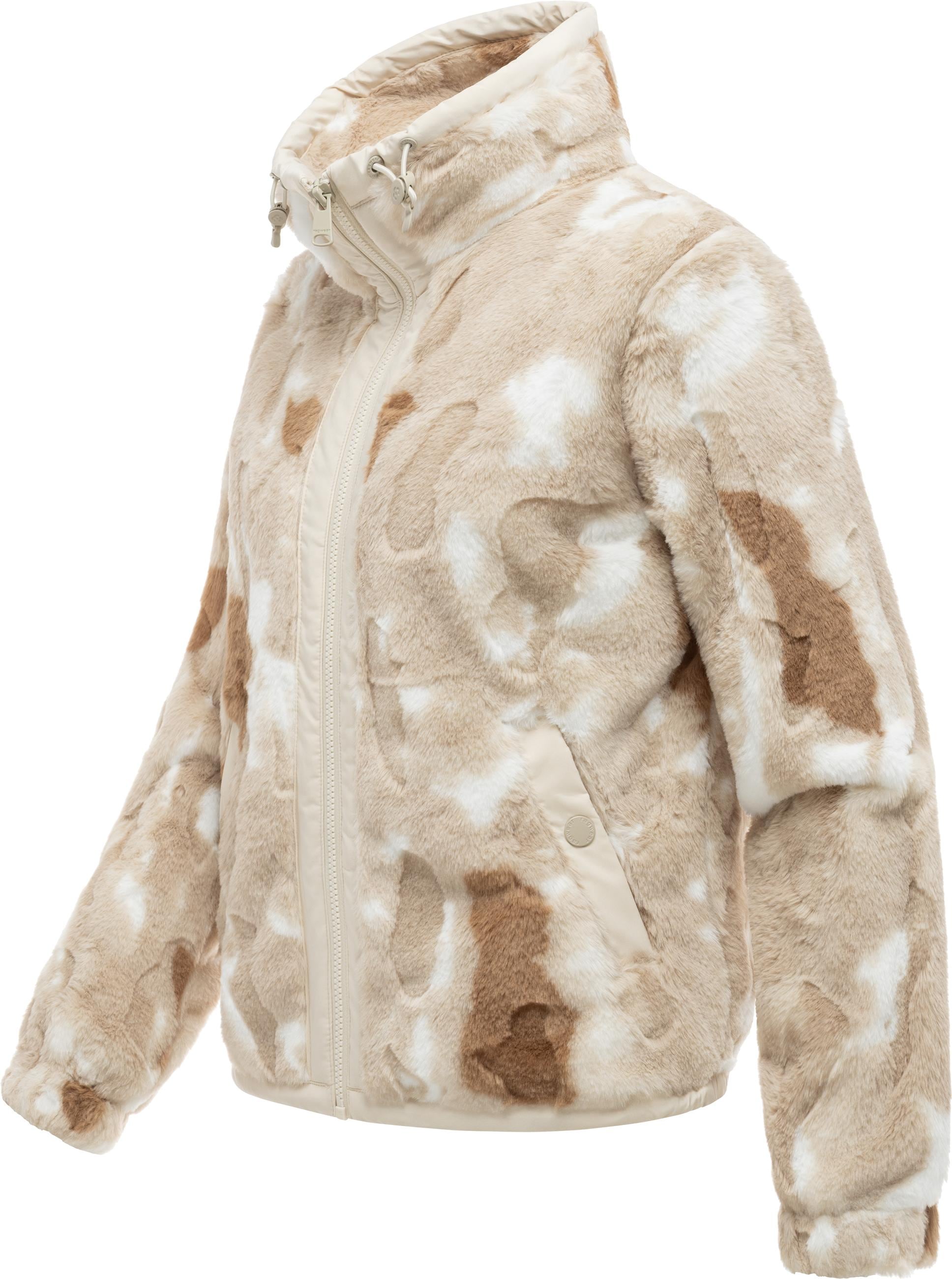 Ragwear Fellimitatjacke »Nordicka Y« ohne Kapuze Ultraleichte Plüschjacke mit Stehkragen, winddicht