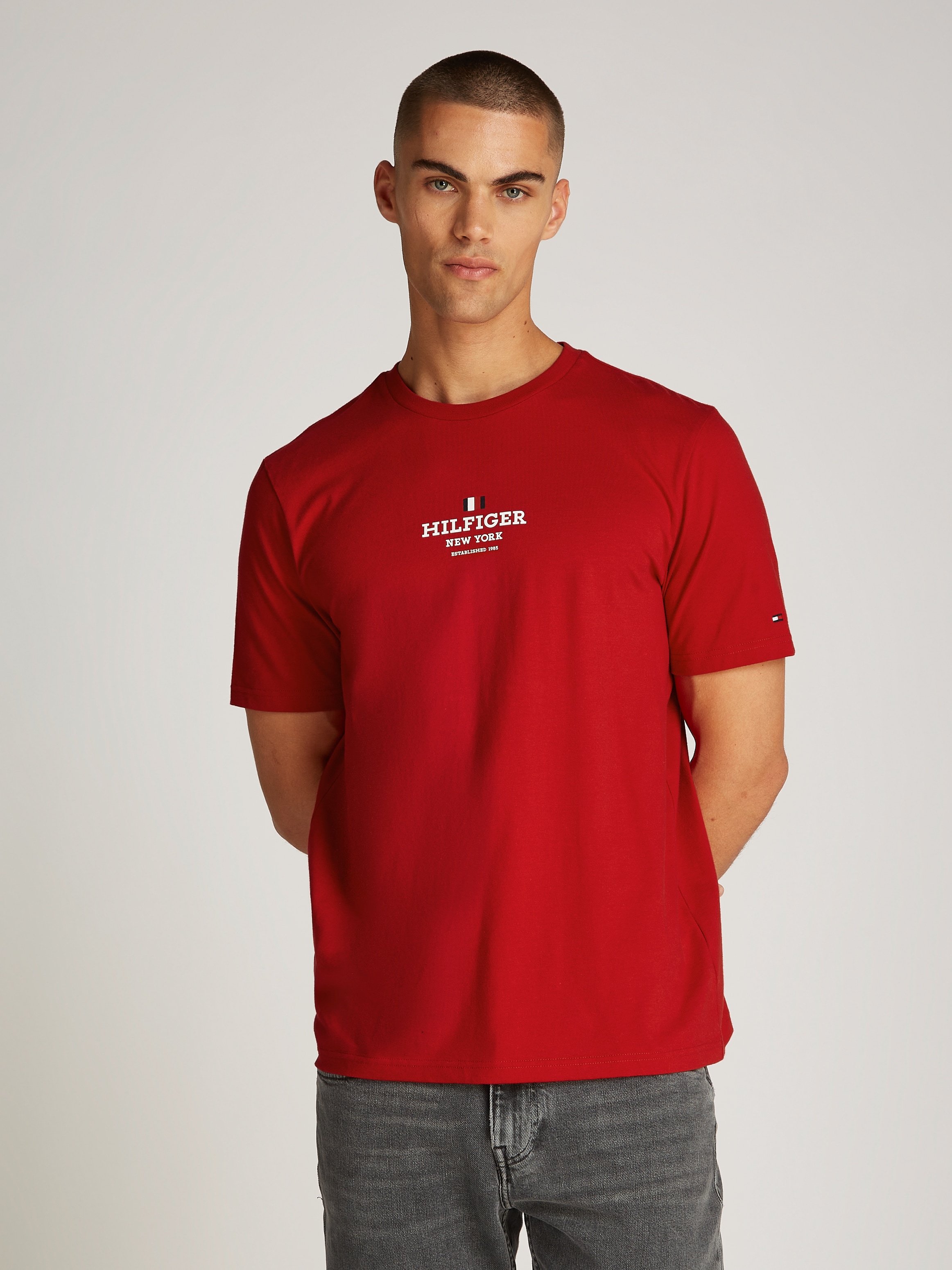 Tommy Hilfiger T-Shirt "RWB HILFIGER TEE", Logoprint auf der Brust günstig online kaufen