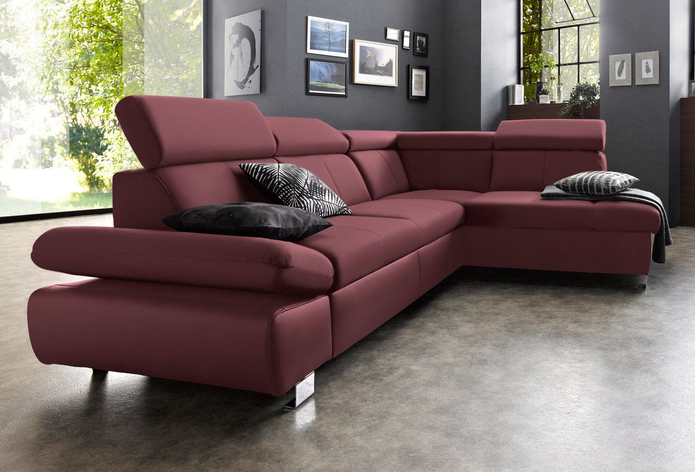 exxpo - sofa fashion Ecksofa "Happy, modern und bequem, L-Form", inkl. Kopf günstig online kaufen