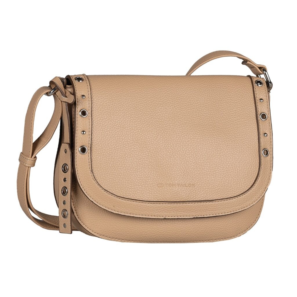 TOM TAILOR Damen Satteltasche "Elaria"camel, Polyurethan, clean, gepflegt, geprägtes Muster, unifarben, Taschen, Western-Chic mit Nieten und Ösen als