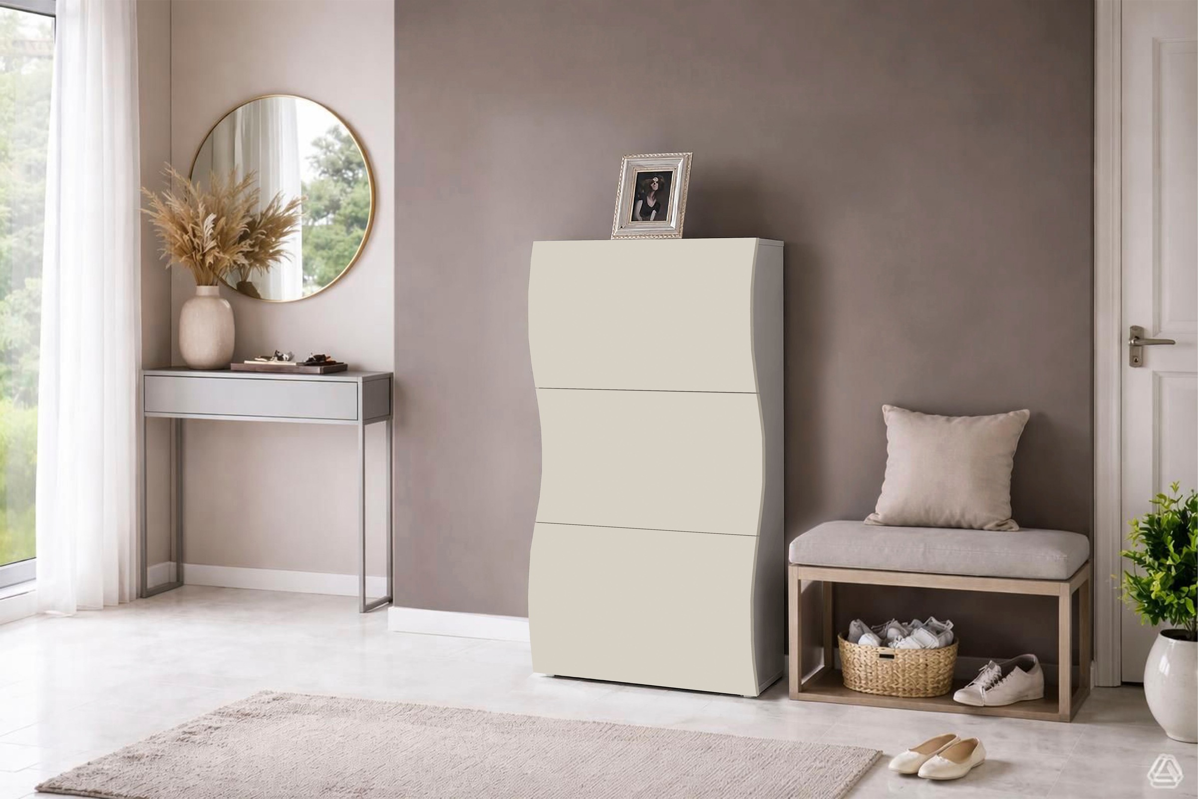 Home affaire Schuhschrank »Schuhschrank mit Klappen / Schuhkommode, Höhe 121 cm« onda 71 cm breit, ,mit 3 klapptüren, made in italy