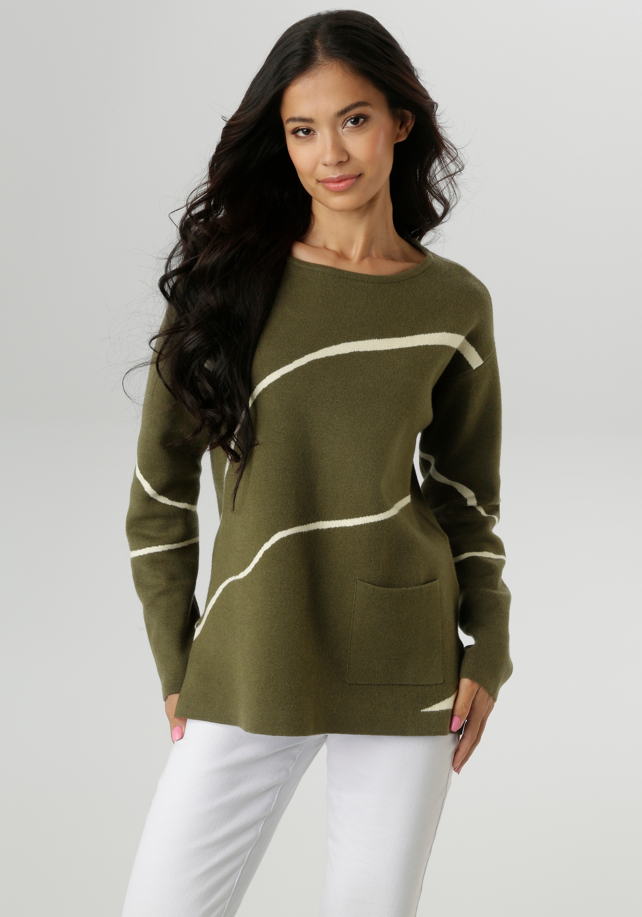 Aniston SELECTED Strickpullover, Highlight - mit aufgesetzte Stricktasche v günstig online kaufen