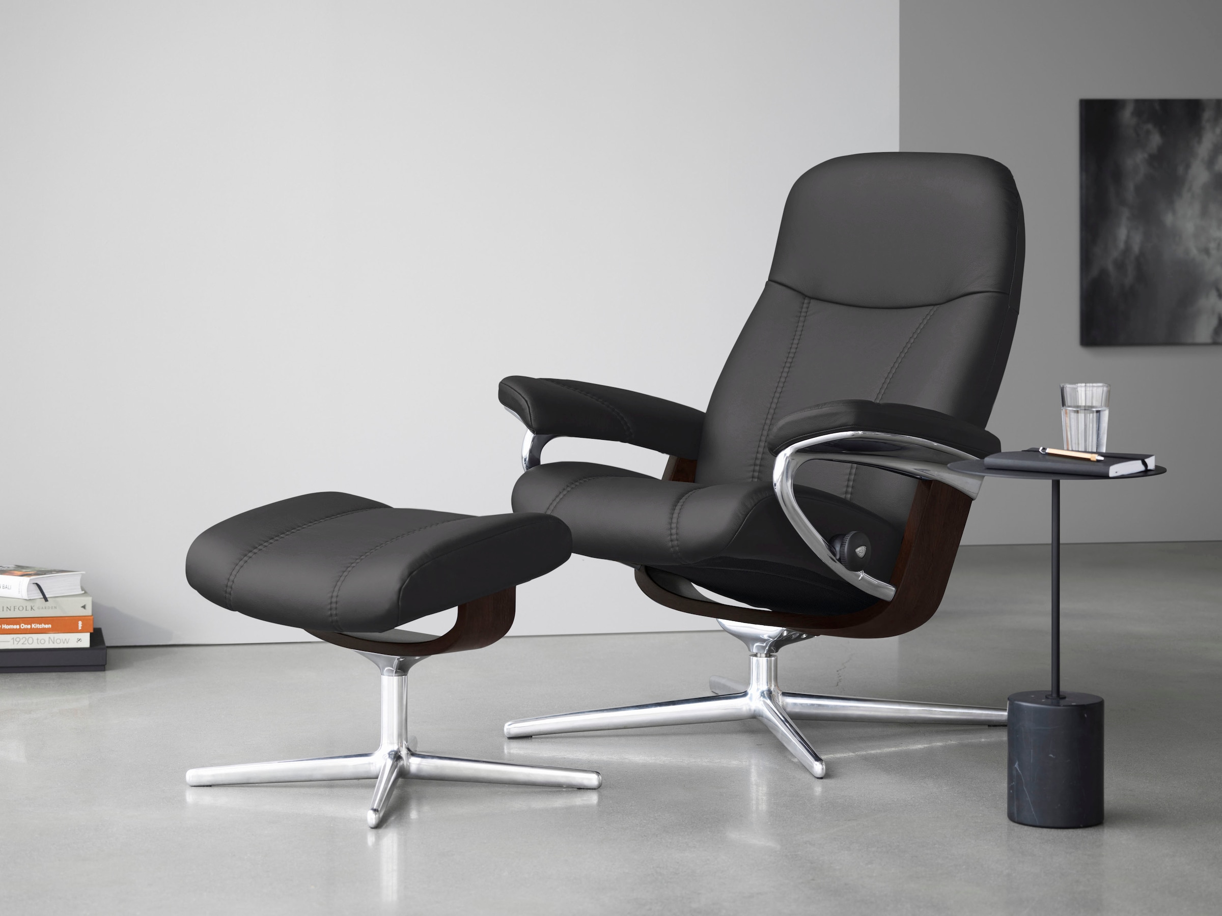 Stressless Consul Recliner Size M Cross Base rock paloma Leather