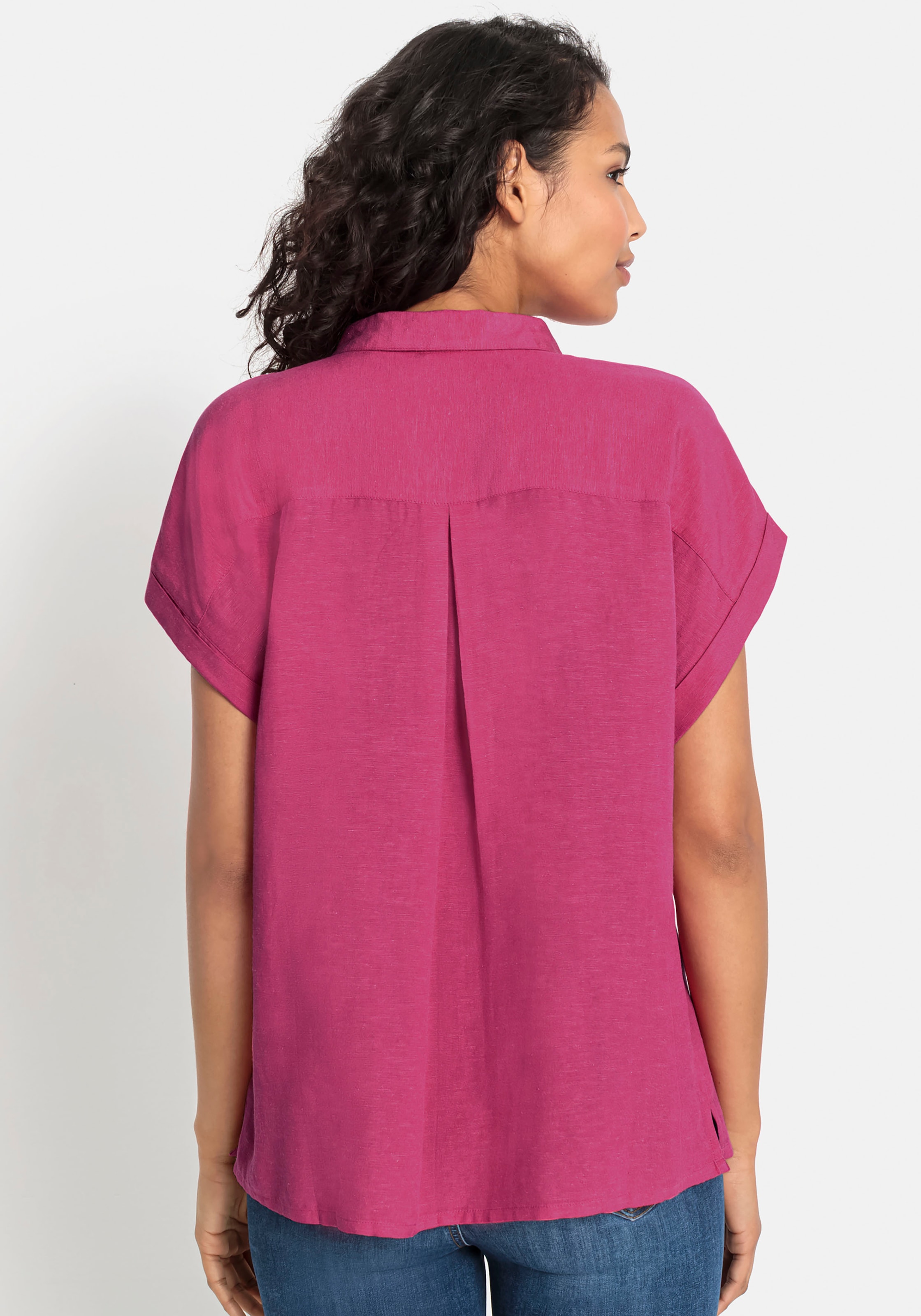 LASCANA Hemdbluse, aus Leinenmix mit Knopfleiste, Kurzarmbluse, Leinenbluse