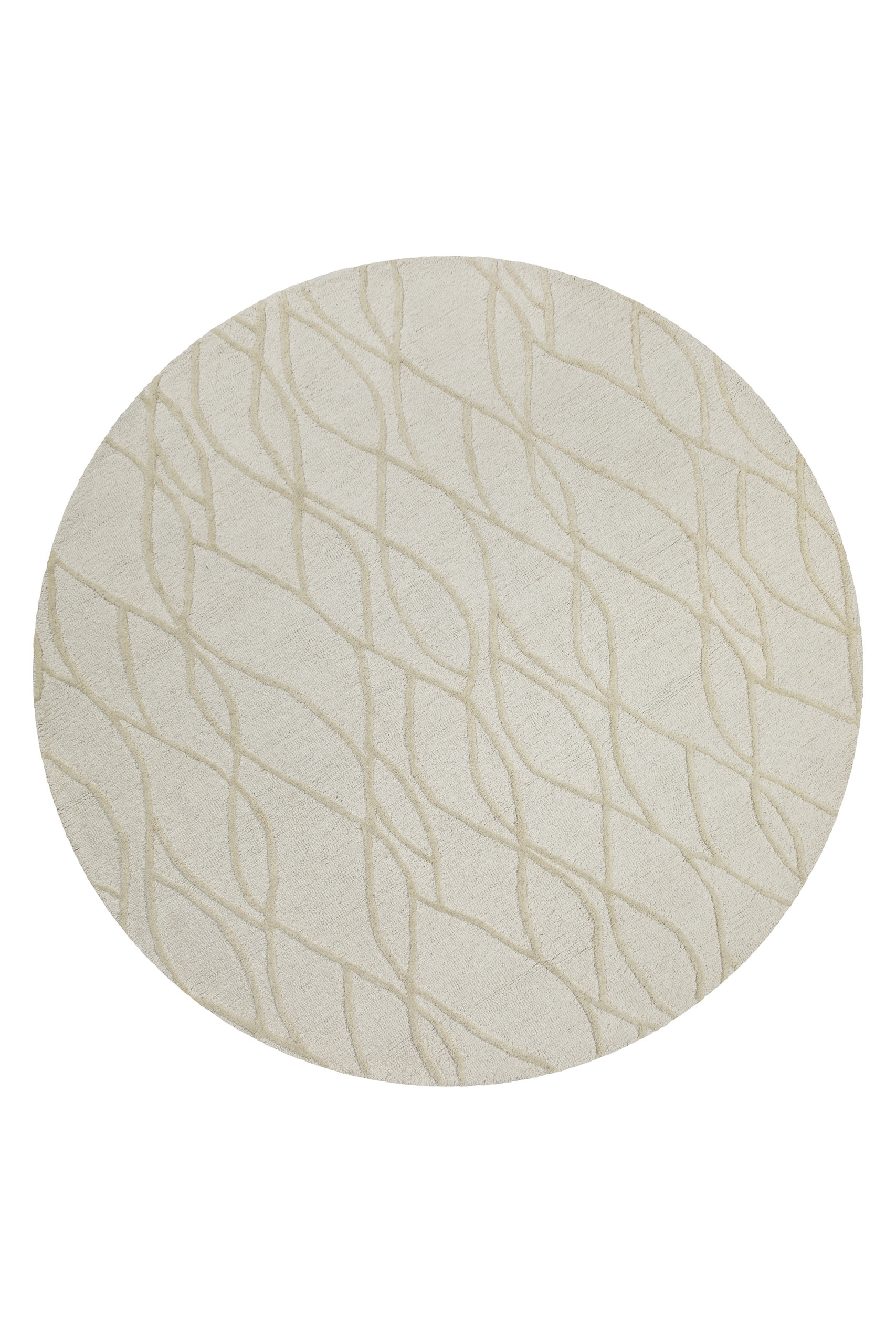 Wecon home Wollteppich »Hamptons TWENTYTHREE«, rund, 15 mm Höhe, Schurwolle, Kurzflor, Wohn- & Schlafzimmer, elegant, welliges Design