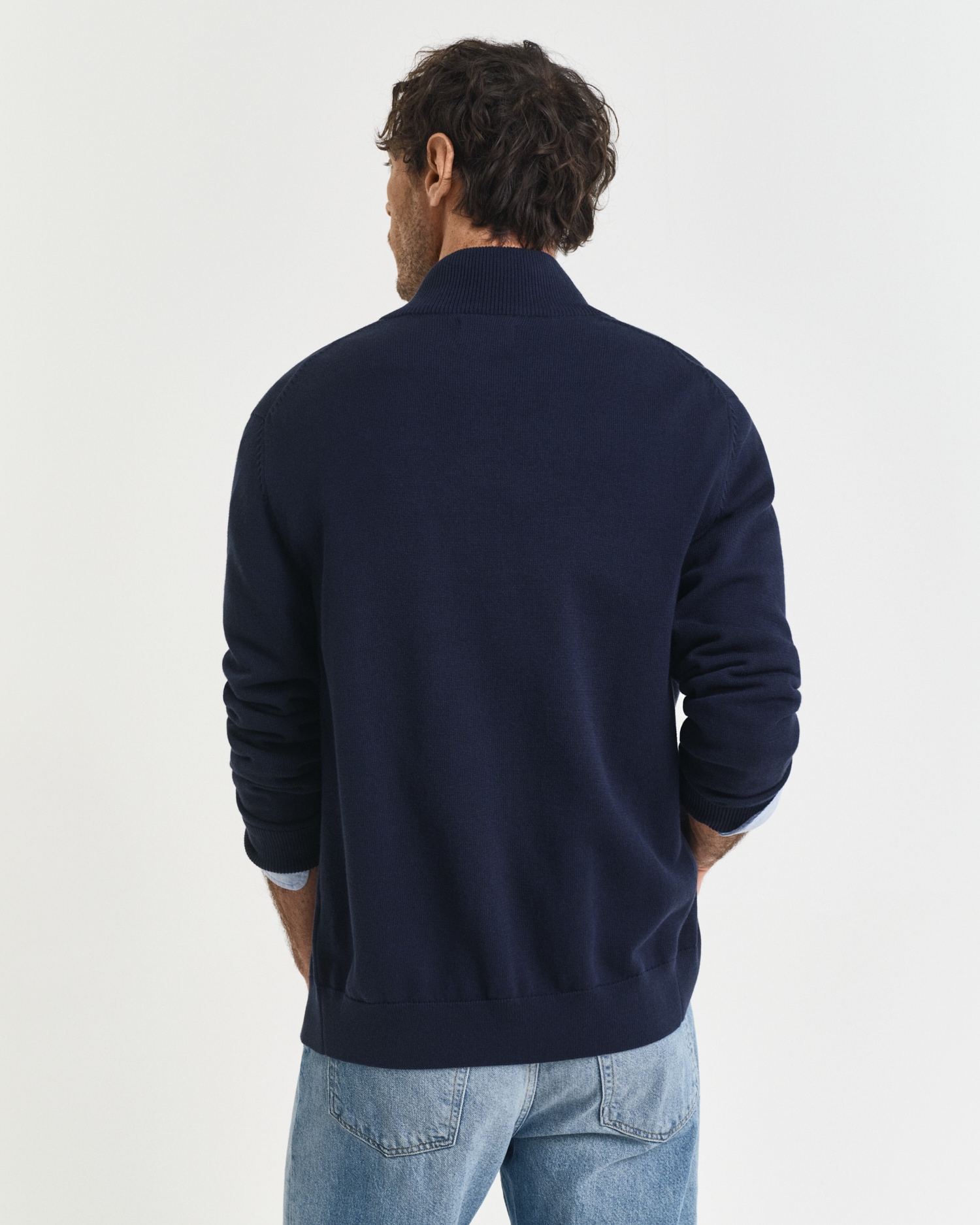 Gant Cardigan »CASUAL COTTON ZIP CARDIGAN«, Mit Rippbündchen an Stehkragen, Ärmeln und Saum