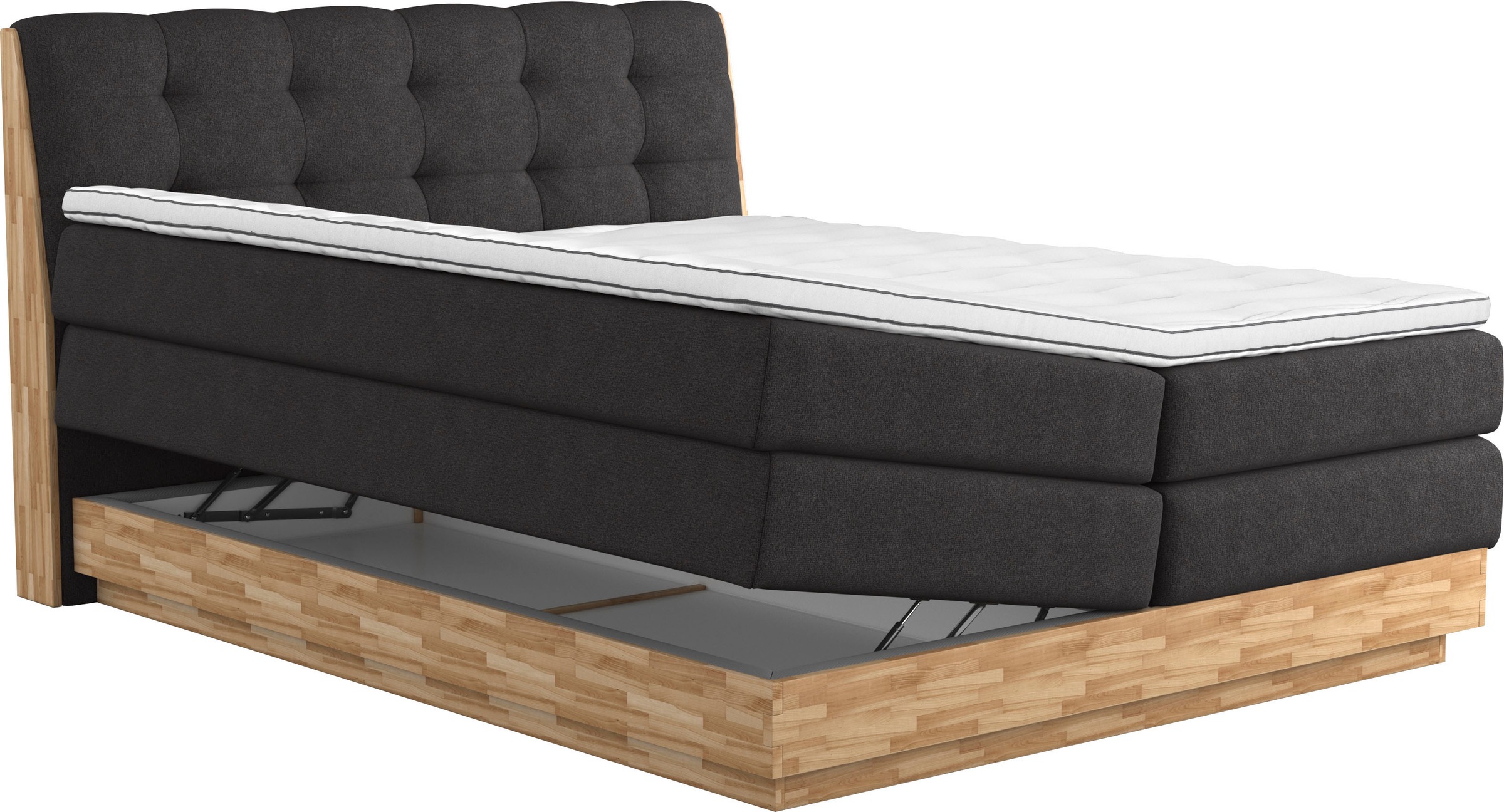 Boxspringbett HOME AFFAIRE "Naome", beige, B:181cm L:217cm, 100% Polyester, Komplettbetten, Boxspringbett, Boxspringbett, Inklusive Topper 3