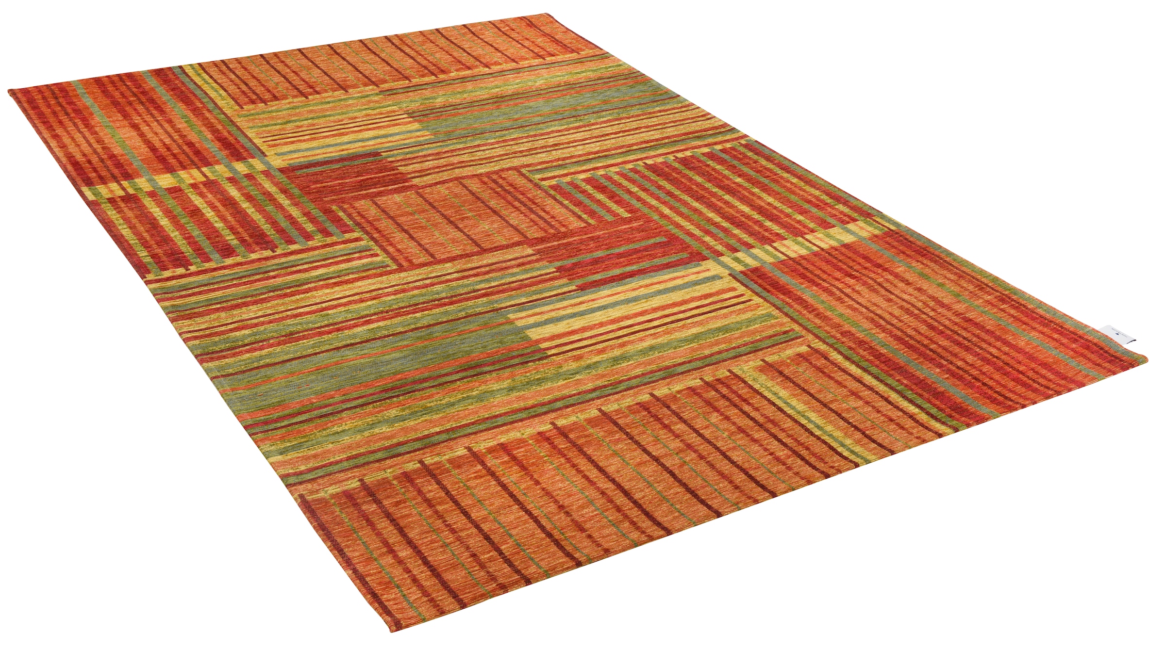 TOM TAILOR HOME Teppich »Stripy Pat«, rechteckig, 5 mm Höhe, Flachgewebe, modernes Patchworkdesign, gestreift, Chenille, Wohnzimmer