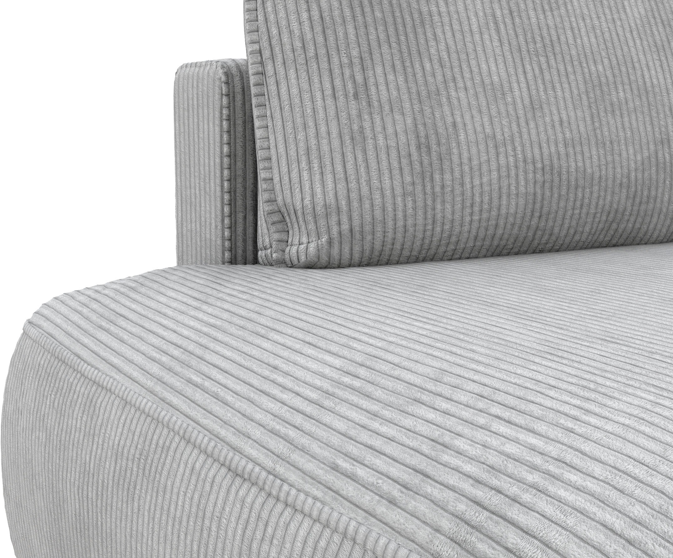 TRENDMANUFAKTUR Ecksofa »Fordon II, Schlafsofa mit Bettkasten, Couch in L-Form, Breite 250 cm«, in Cordstoff HYPER, betongrau, Armlehne rechts