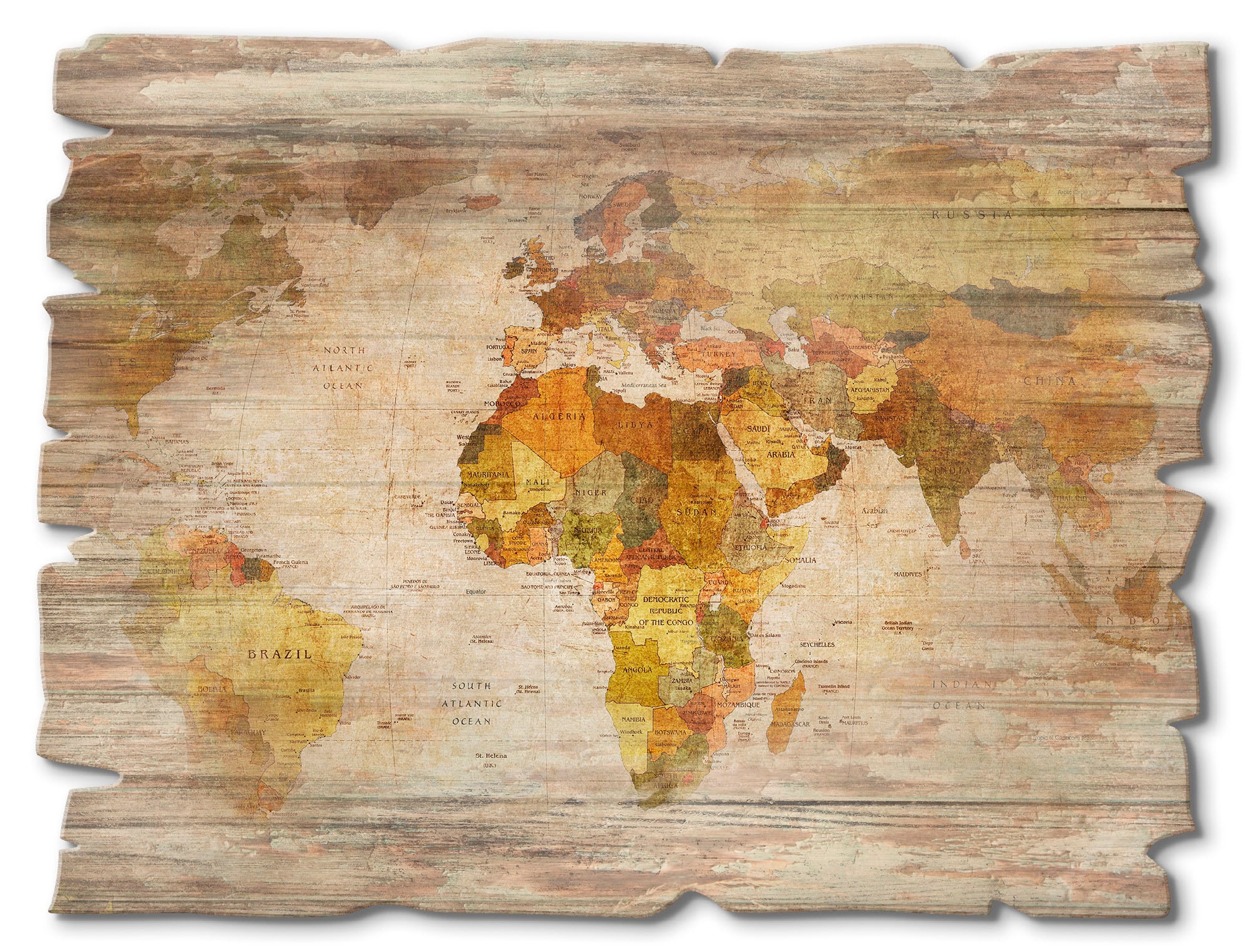 Holzbild »Weltkarte«, Landkarten, (1 St.)
