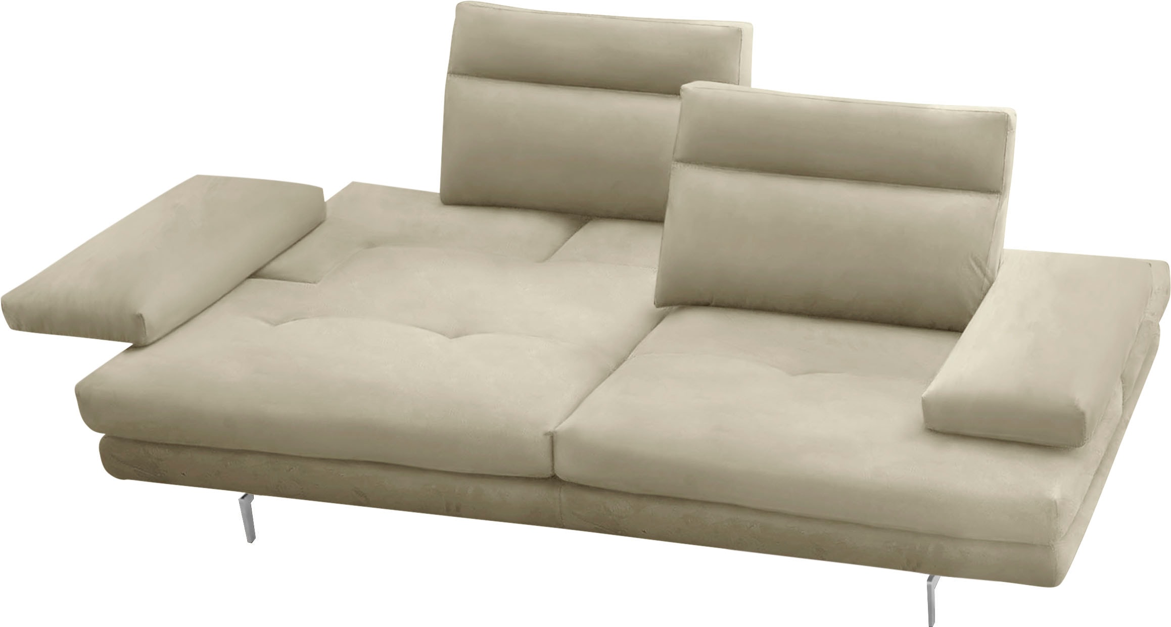 CALIA ITALIA 3-Sitzer »Toby Wing, Designsofa mit hohem Sitzkomfort, bequem und elegant«, inklusive Sitztiefenverstellung, Füße in Chrom glänzend
