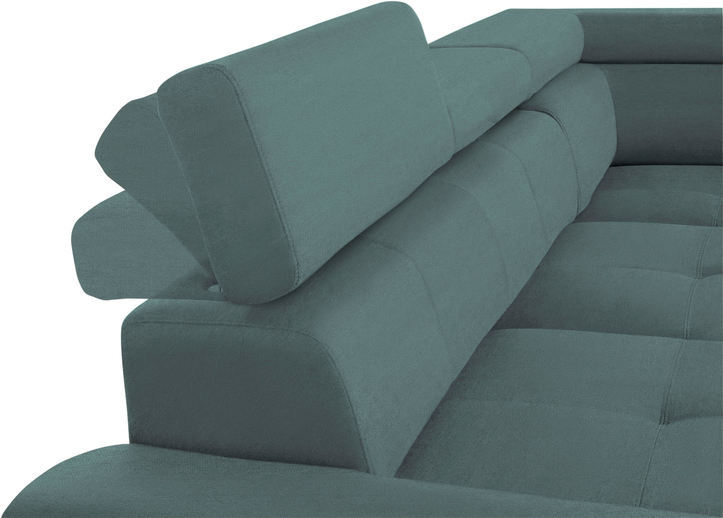 exxpo - sofa fashion Ecksofa »Enya, aufwendige Detailverarbeitung, hoher Sitzkomfort, bequem, L-Form«, mit Kopfteilverstellung, wahlweise Bettfunktion u. Bettkasten