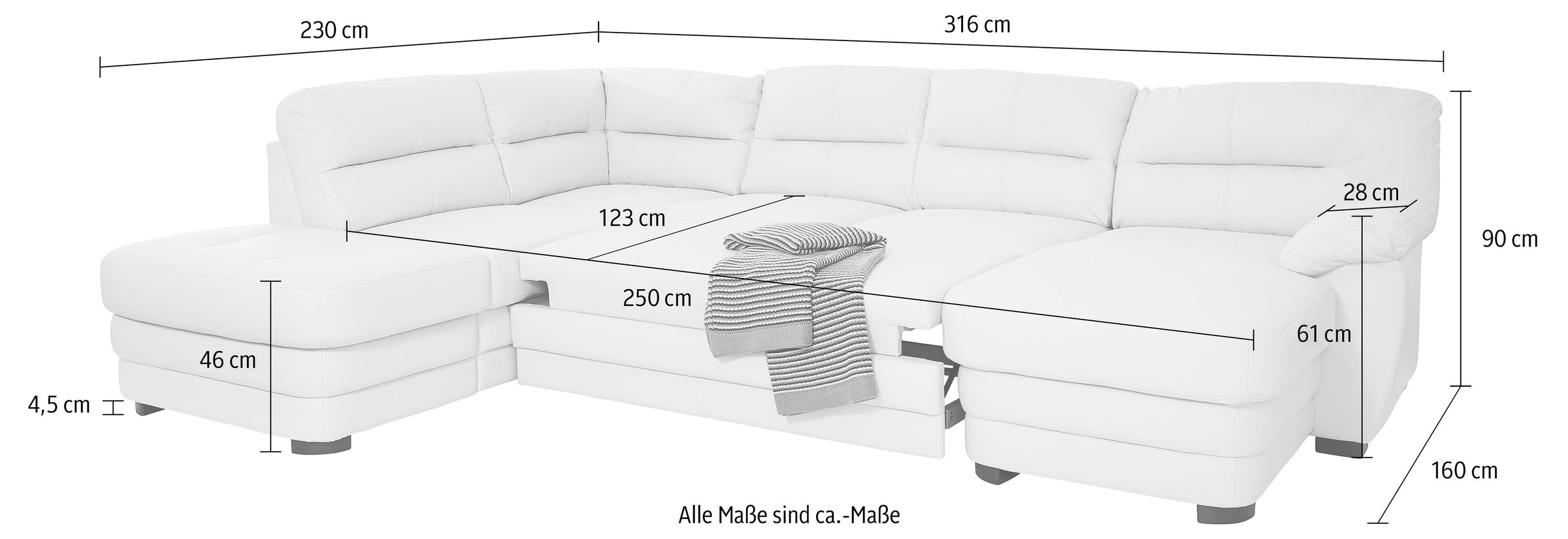 COTTA Wohnlandschaft »Royale U-Form«, wahlweise mit Bettfunktion