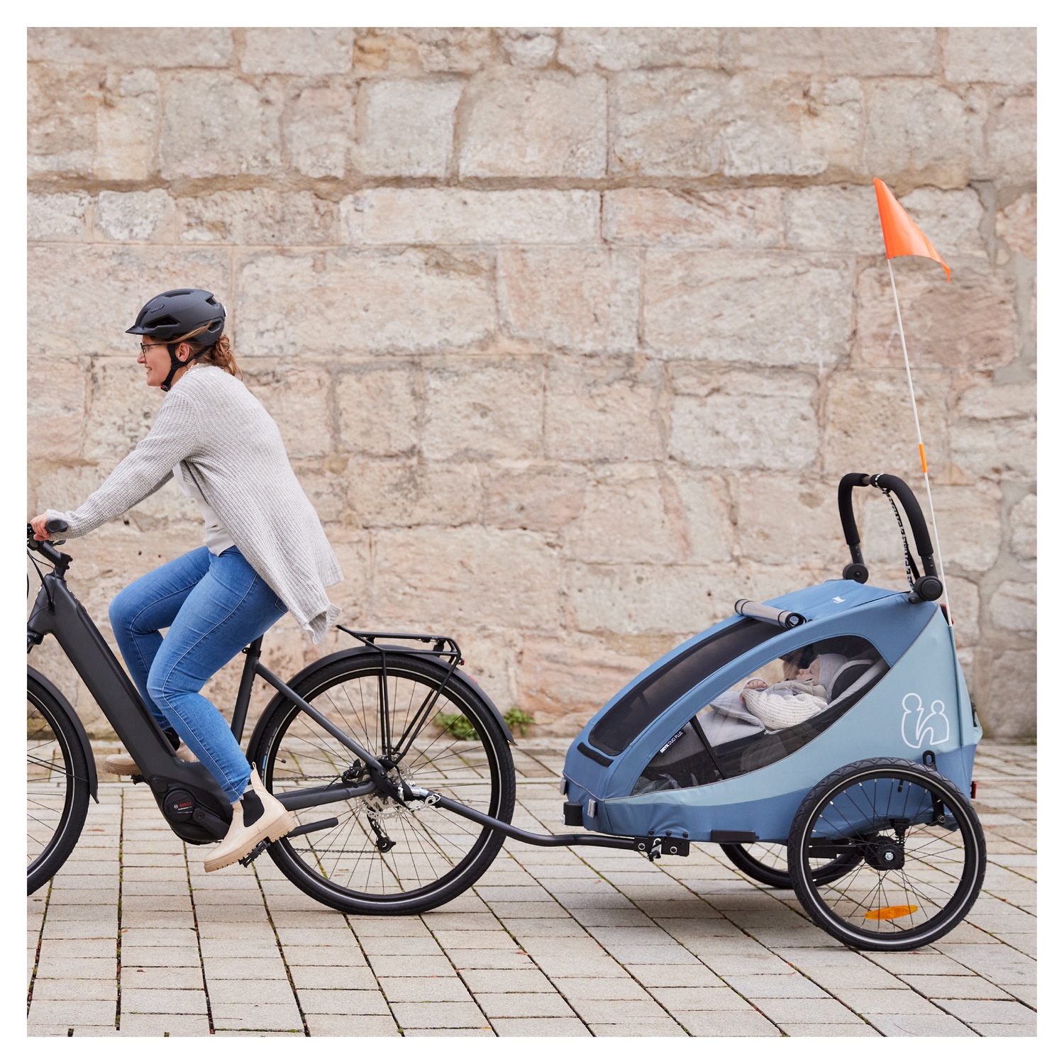 Hauck Fahrradkinderanhänger »2in1 Bike Trailer und Buggy Dryk Duo Plus, dark blue«, für 2 Kinder; inklusive Deichsel