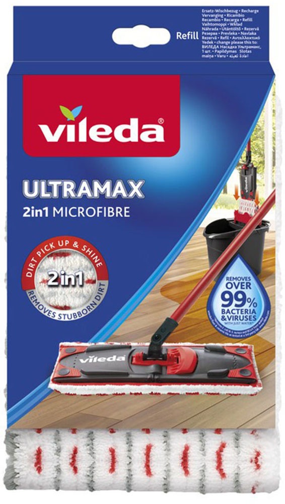 VILEDA Wischbezug "Vileda ULTRAMAX 2in1 Ersatzbezug", B:15cm H:28mm T:2,5cm, weiß, Putztücher, für alle Vileda ULTRAMAX Systeme