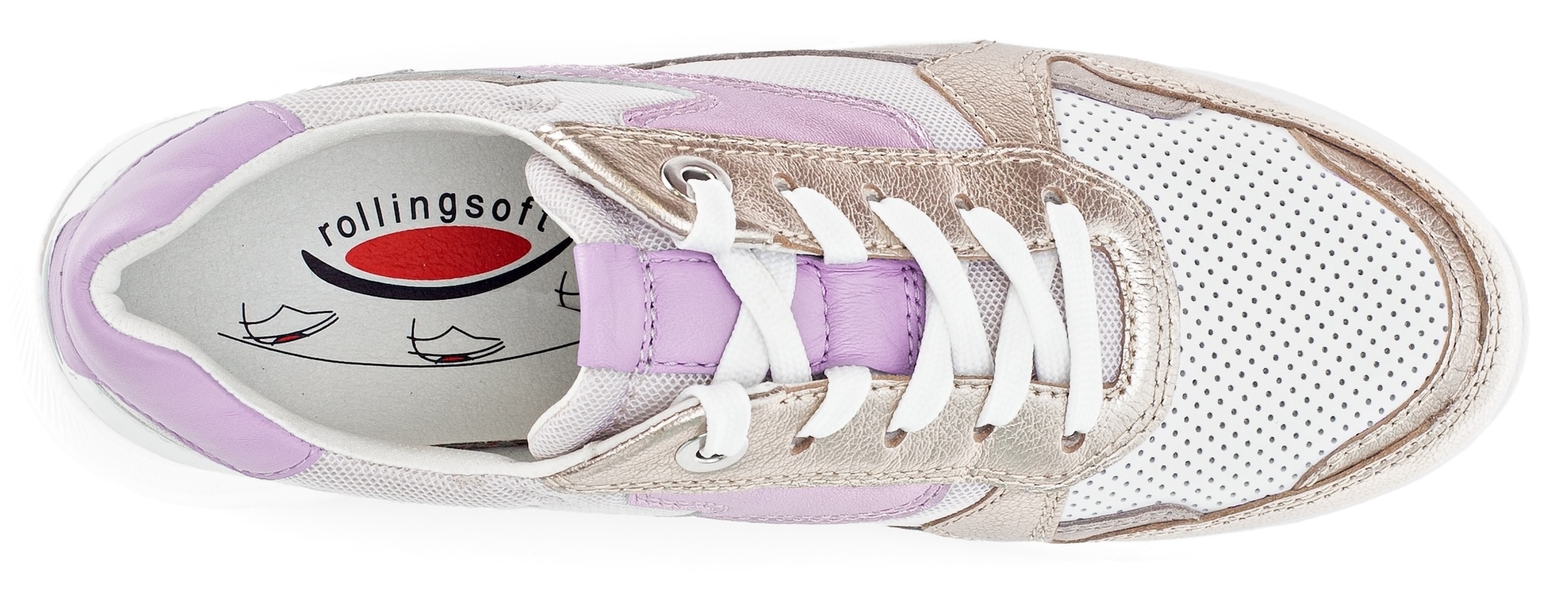 Gabor Rollingsoft Keilsneaker, Freizeitschuh, Halbschuh, Schnürschuh mit gepolstertem Schaftrand