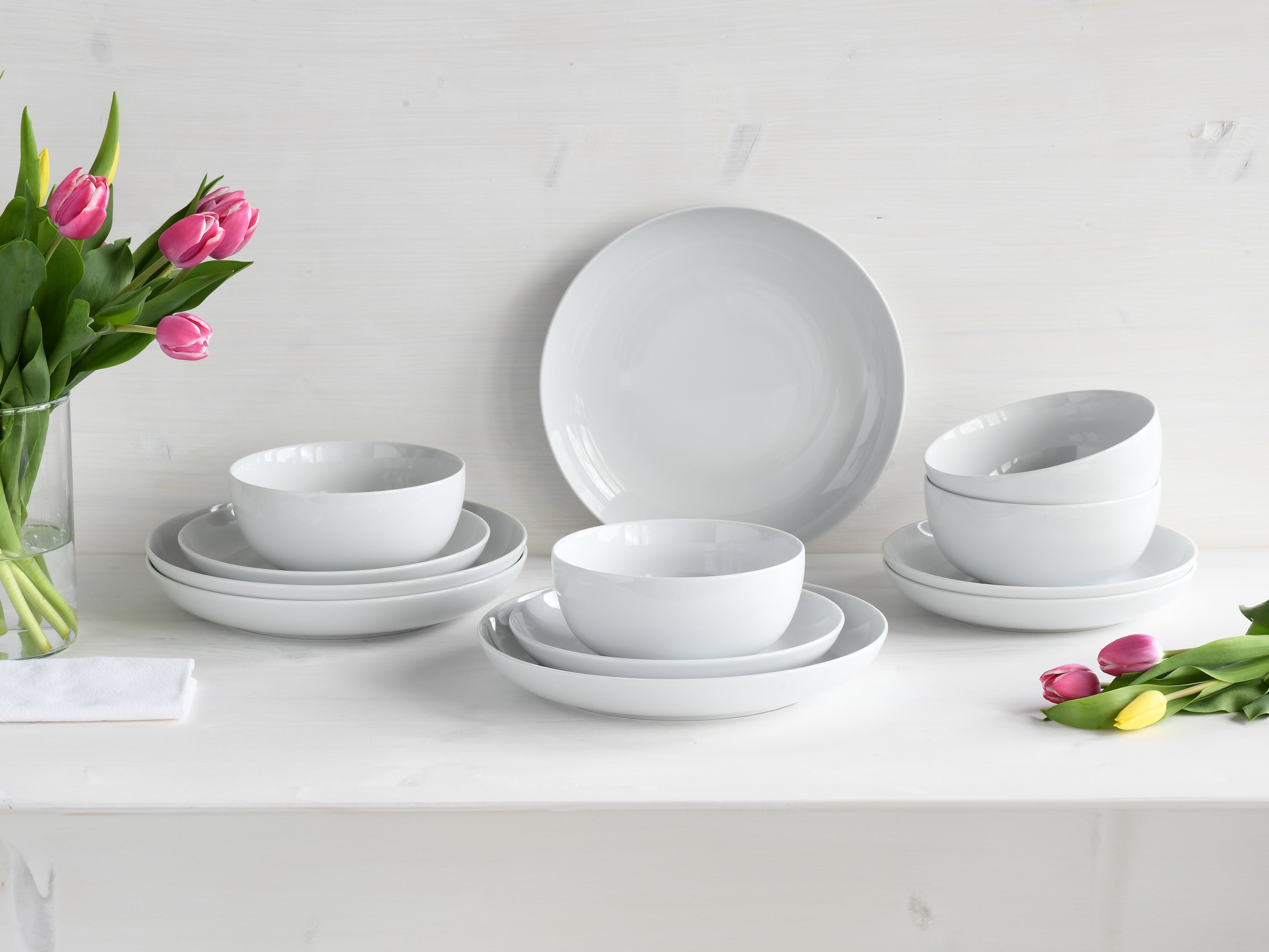 CreaTable Teller-Set »Allround Weiß, Tellerset 12-tlg«, (Set, 12 tlg.), Daily Use, Zeitlos