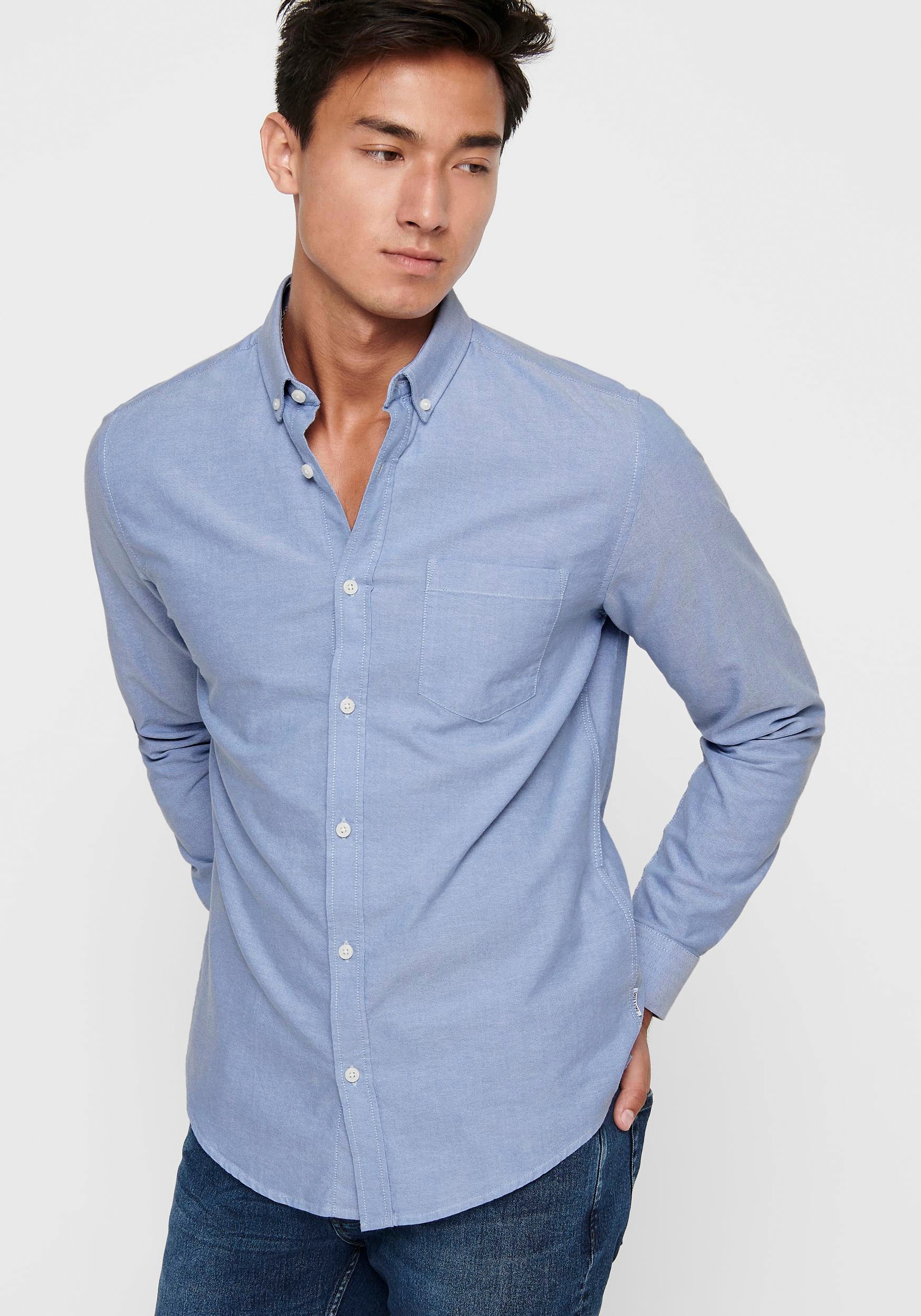 ONLY & SONS Langarmhemd »ONSALVARO SLIM LS OXFORD SHIRT«