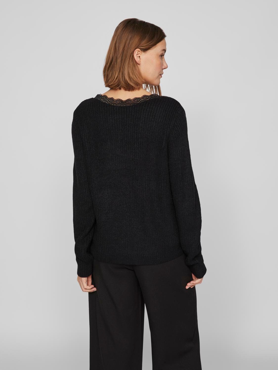 Vila V-Ausschnitt-Pullover »VILOU REV V-NECK L/S LACE KNIT TOP -NOOS«