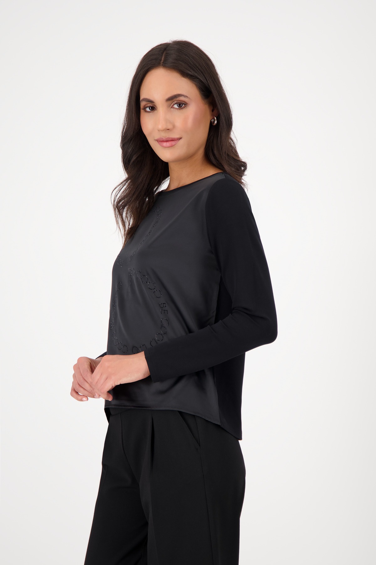 Monari Schlupfbluse "Schluse Basic Schmuck" mit Folienglanzdruck günstig online kaufen