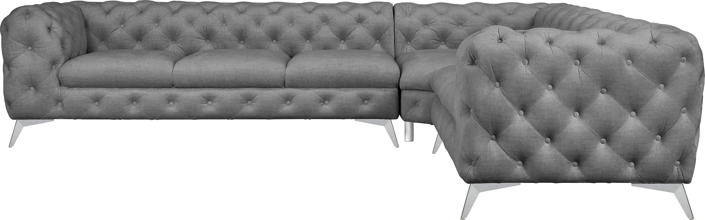 Leonique Chesterfield-Sofa "Ecksofa GLYNIS L-Form mit Wellenunterfederung, günstig online kaufen