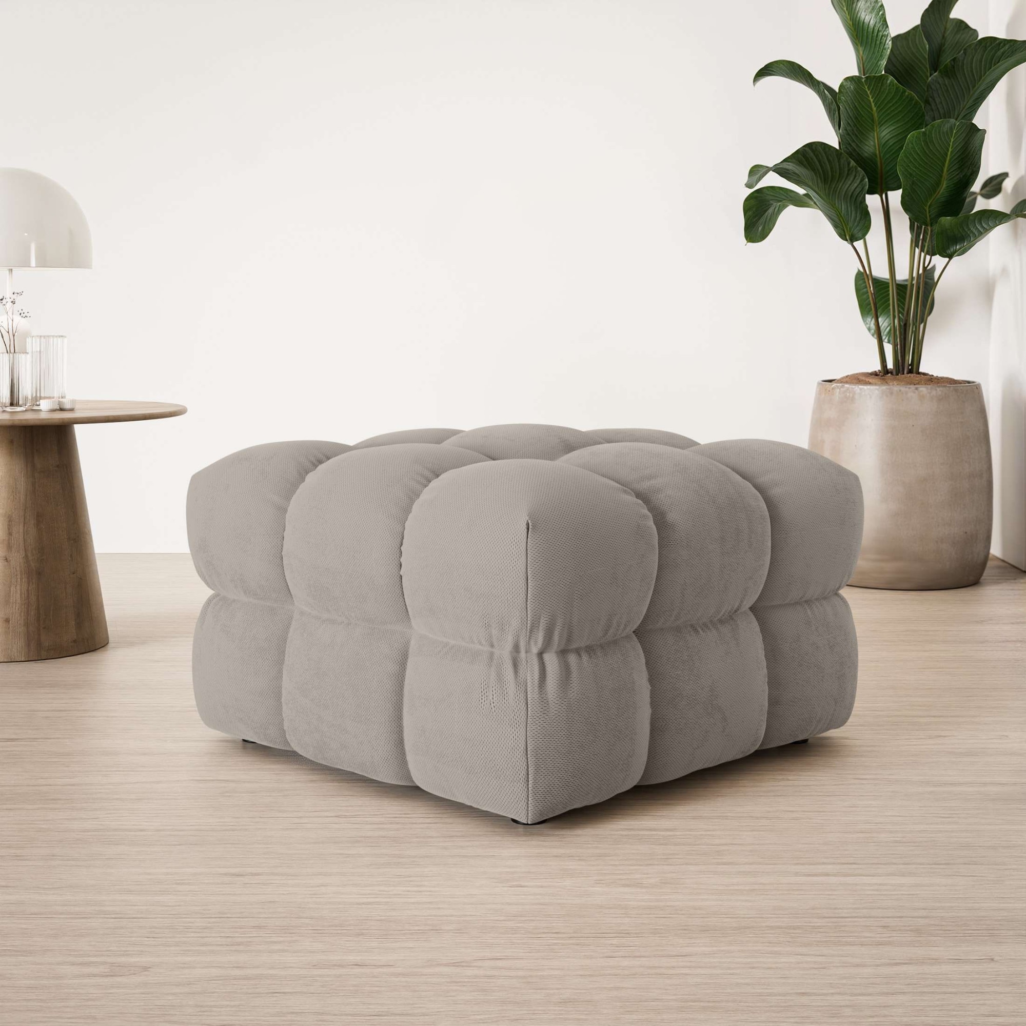 s.Oliver Polsterhocker "COBBO Sitzhocker Bubble-Optik, Maße B/T/H: 80/80/48 cm" passend zum Sofa, moderne Steppung und hoher Sitzkomfort