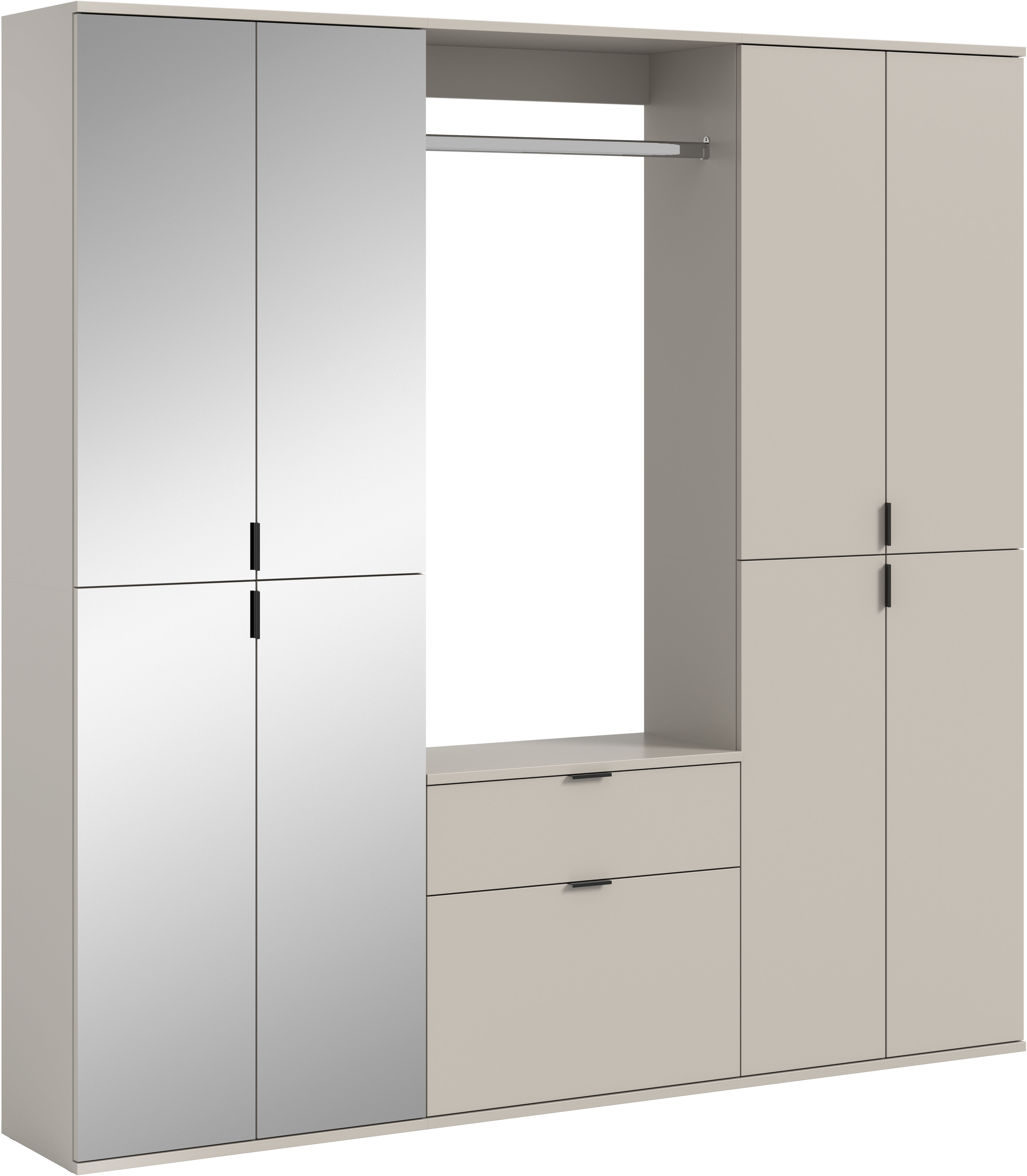 Home affaire Garderoben-Set "TRONDHEIM, 5-teilig, Breite 183cm, individuell platzier- & erweiterbar" Set, bestehend aus: 2x Garderobenschrank breit & 3-tlgs. Zwischenbauelement, 4 Stk. tlg.