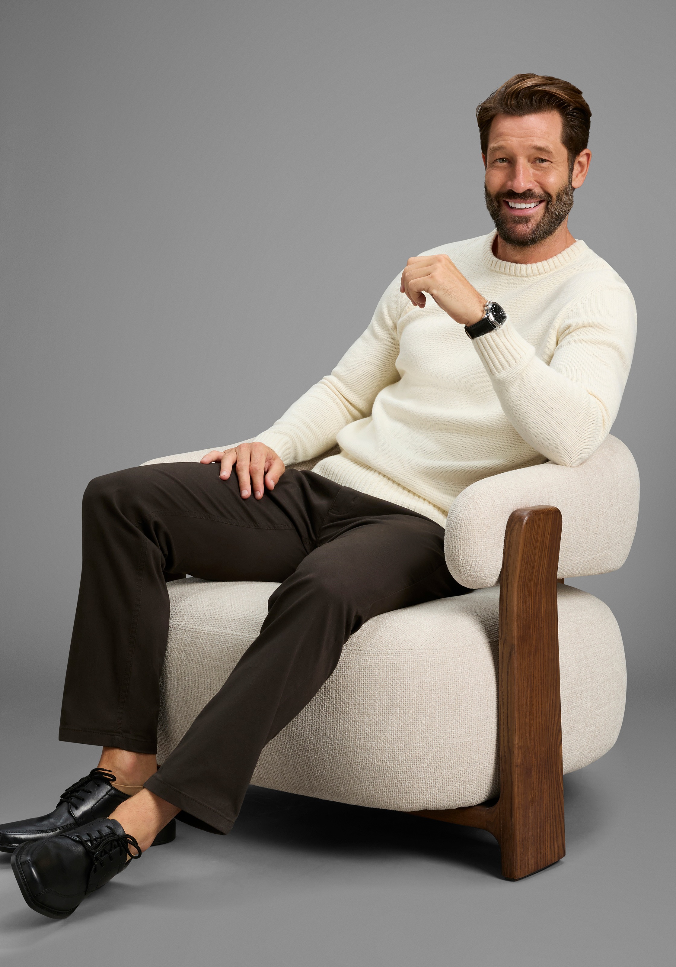 Mans World Rundhalspullover "Neue Kollektion Zeitlos & vielseitiger Basic S günstig online kaufen