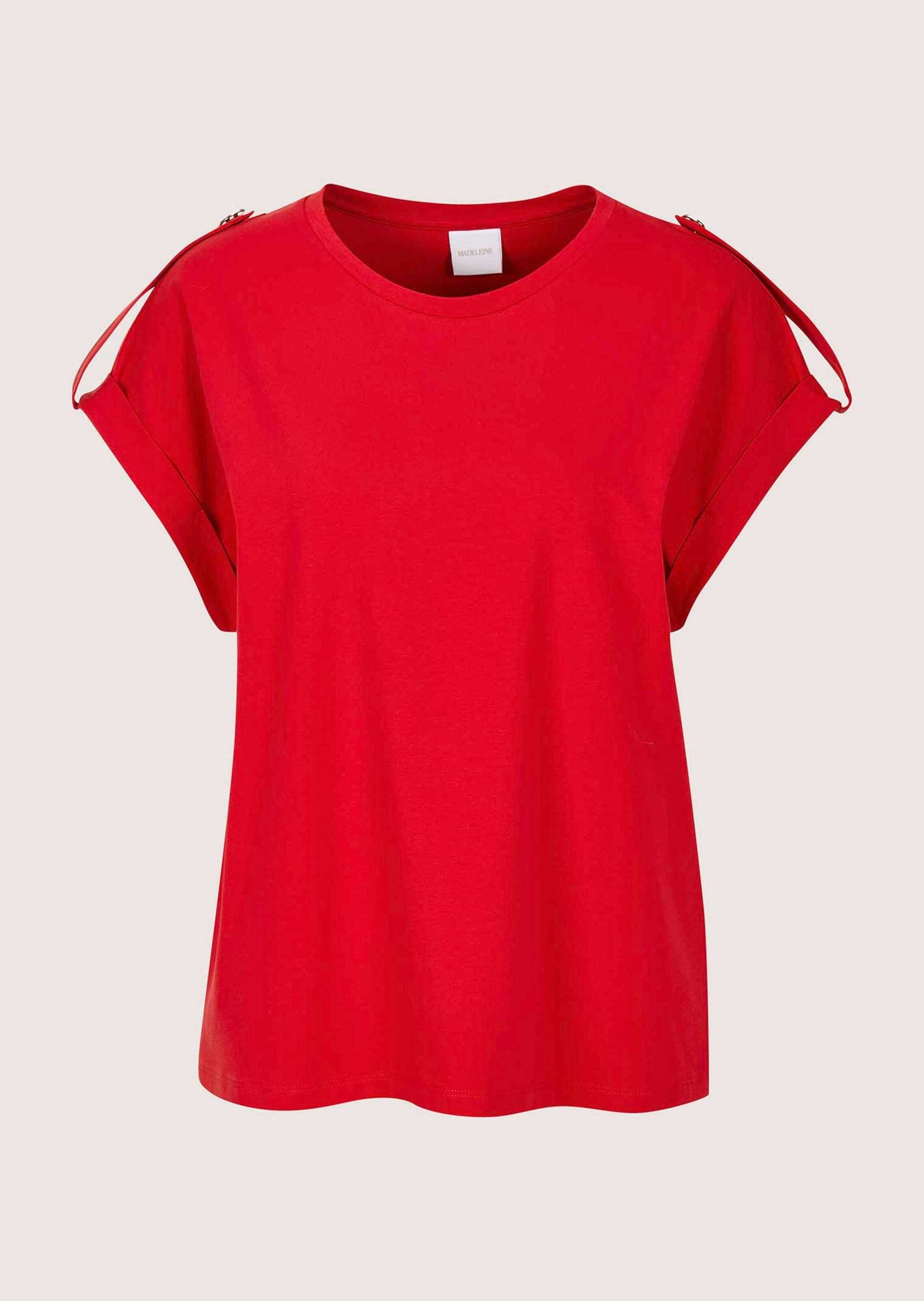 MADELEINE "Shirt Basic Shirt mit Kurzarm, lockere Form" Dekorativer Riegel