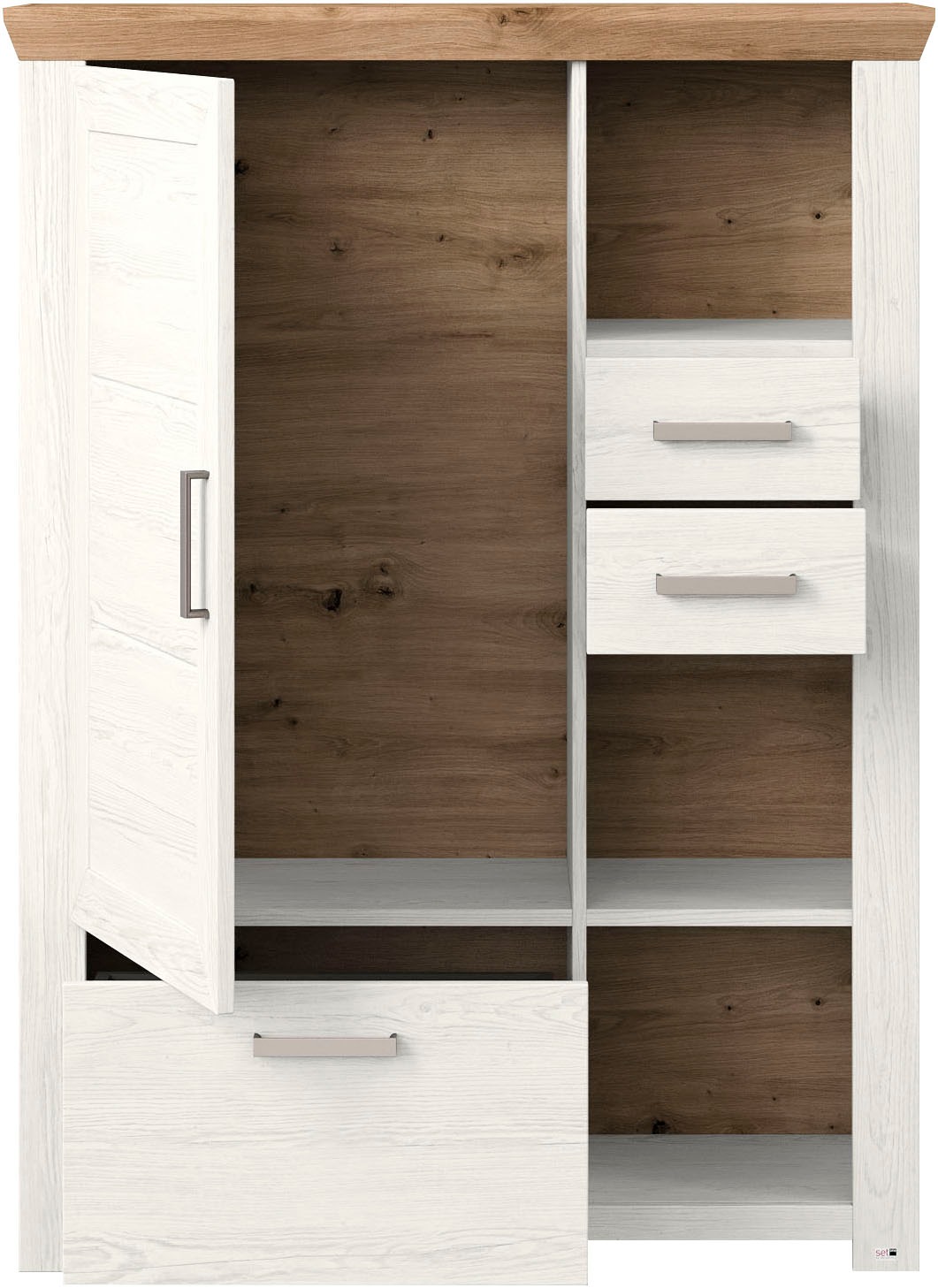 set one by Musterring Highboard »York«, Typ 25 und 26, in 3 Farbvarianten, Beleuchtung optional, Breite 105 cm