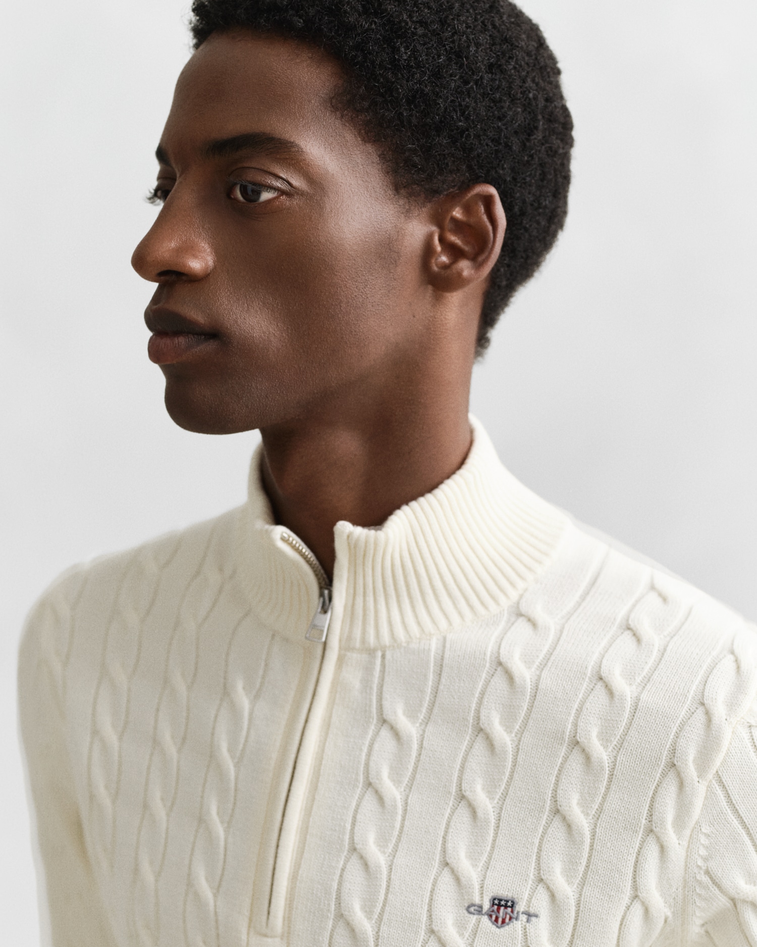 Gant Strickpullover »COTTON CABLE HALF ZIP« Mit Rundhalsausschnitt