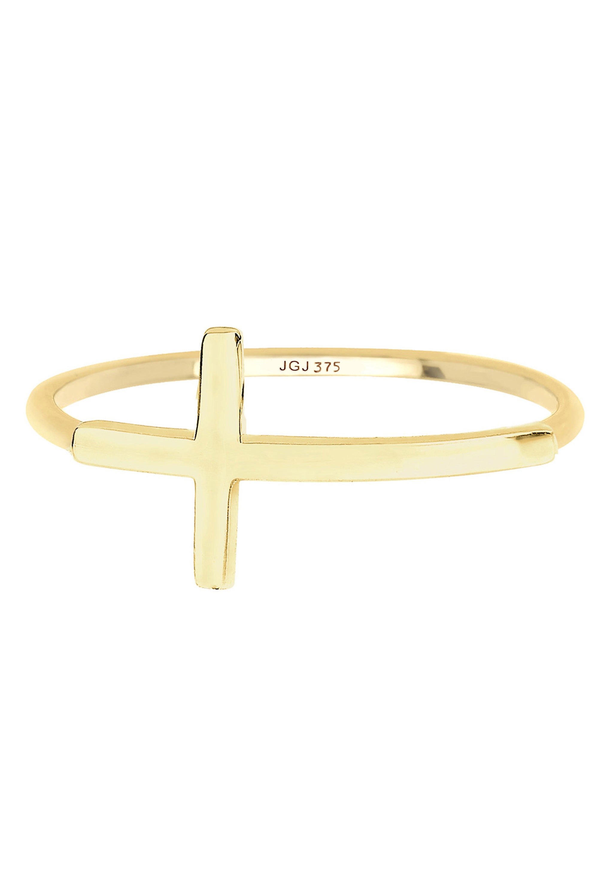 Elli Premium Fingerring »Ring Kreuz 375 Gelbgold«