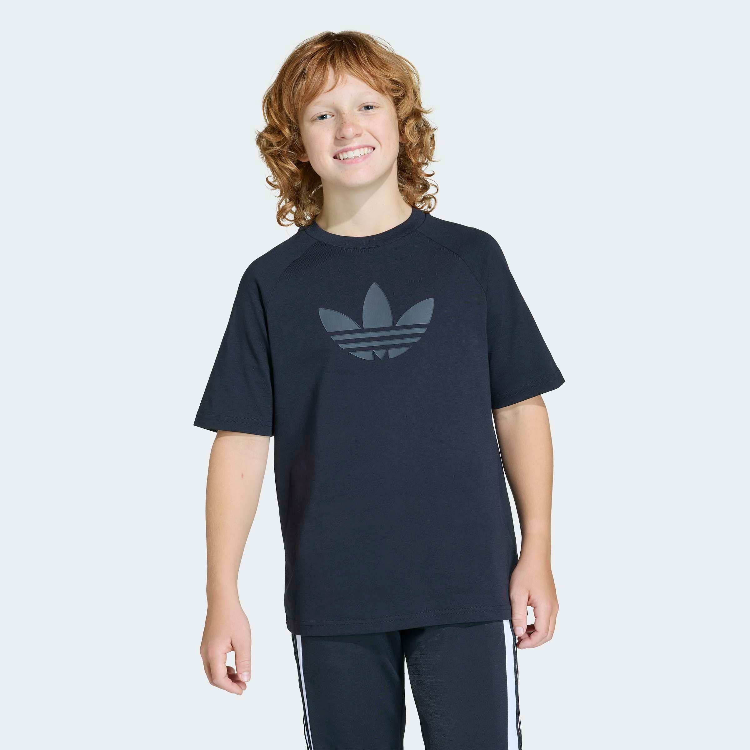 T-Shirt ADIDAS ORIGINALS "GFX TR LO TEE", Mädchen, Gr. 176, schwarz, schwarz, Obermaterial: 100% Baumwolle, Rundhals, Shirts T-Shirt, für Kinder, Kurzarmdesign, sportlicher Stil, Rundhalsausschnitt