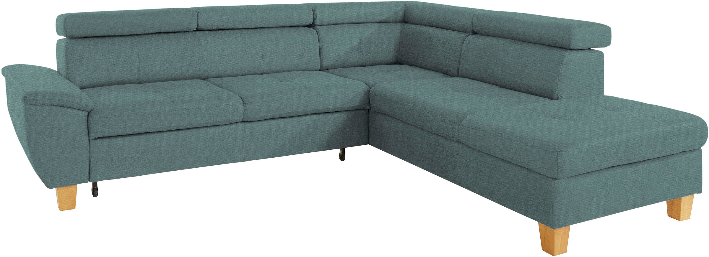 exxpo - sofa fashion Ecksofa »Enya, aufwendige Detailverarbeitung, hoher Sitzkomfort, bequem, L-Form«, mit Kopfteilverstellung, wahlweise Bettfunktion u. Bettkasten