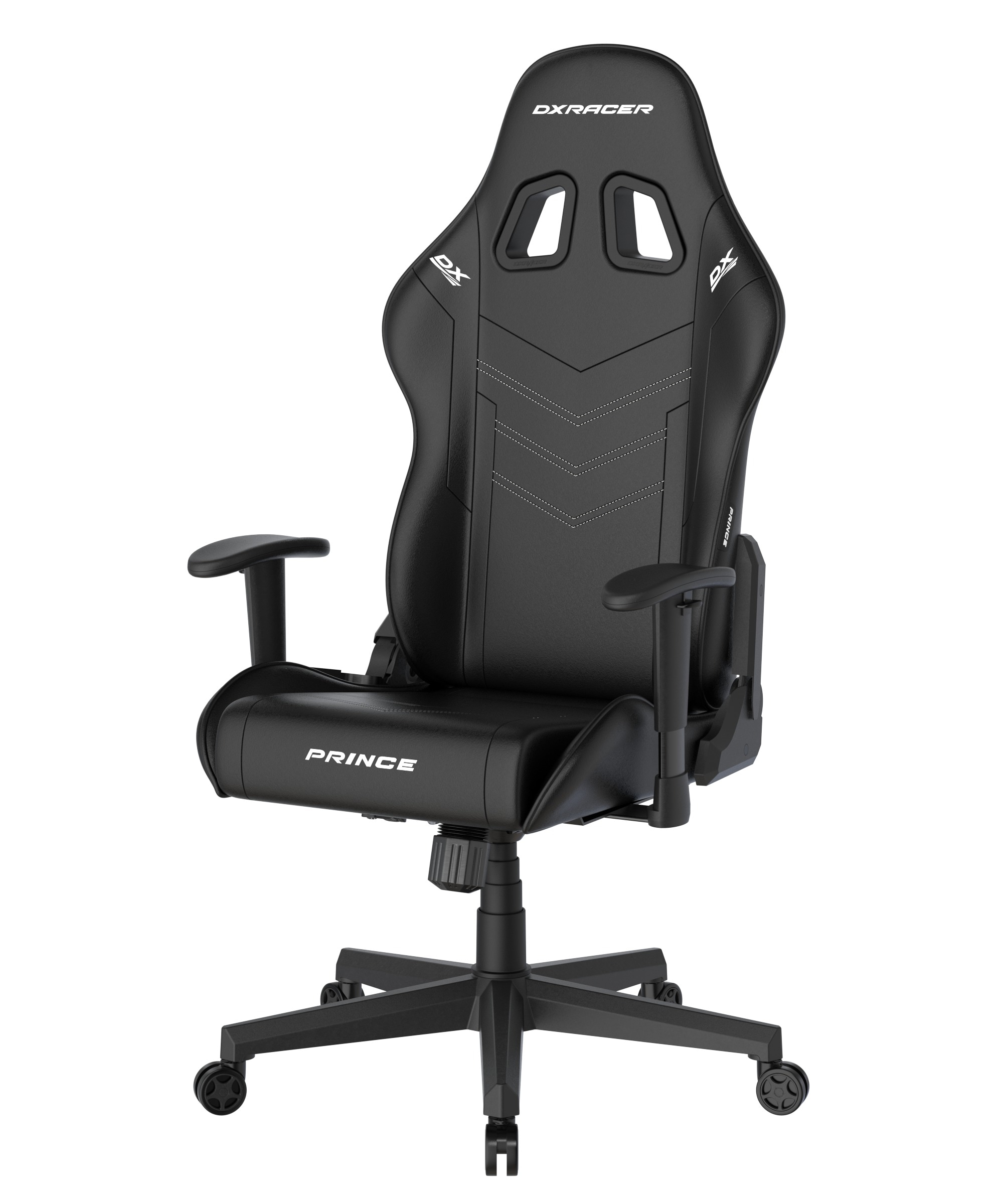 DXRacer Gaming-Stuhl »Prince Gaming Chair Regular L, PVC, schwarz schwarz mit weißen Nähten«