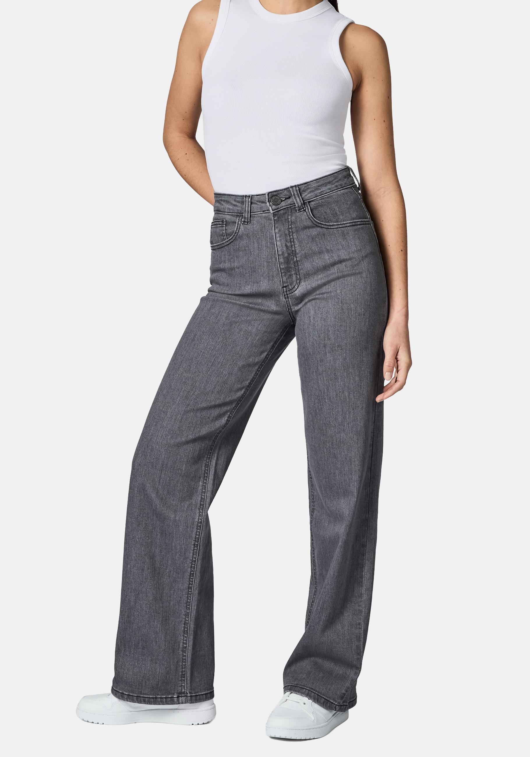 PEAK TIME Weite Jeans »Eklipsa« Damen Wide Leg Jeans mit Logoprägung