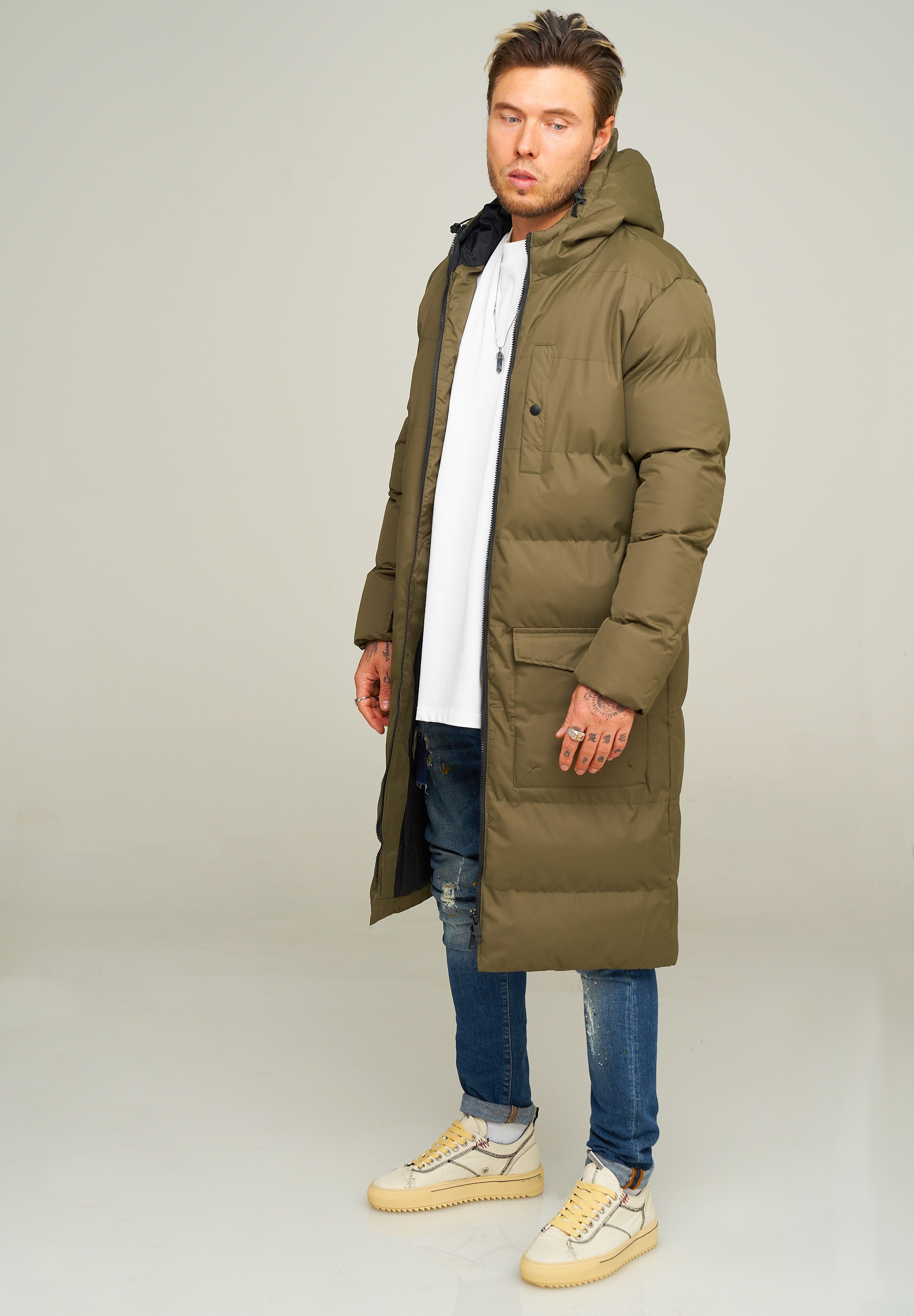 behype Parka »LONGLINE PUFFER PARKA«, mit Kapuze