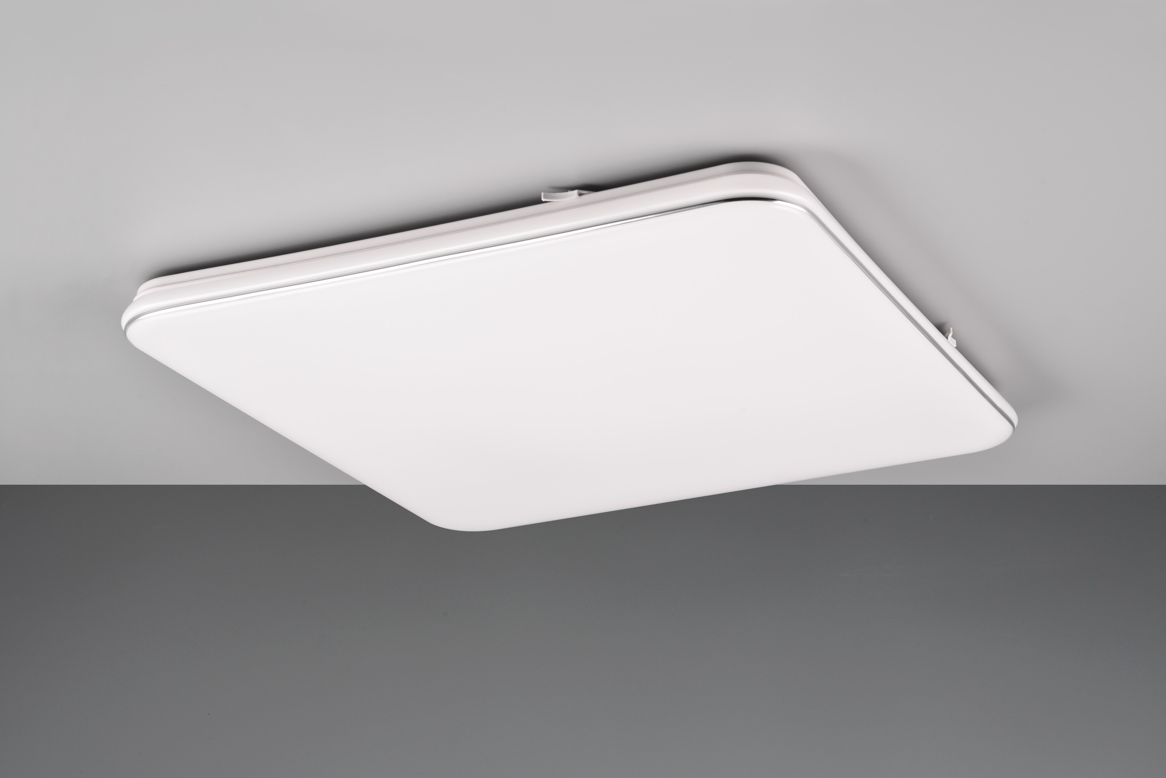 REALITY Leuchten LED Deckenleuchte »BLANCA, elegant schlichte weiße LED Deckenlampe, 53x53 cm, warmweiß«, 1 flammig, Leuchtmittel LED-Board | LED fest integriert, 3-Stufen dimmbar über Wandschalter, Deckenlampe für Büro Flur Treppe