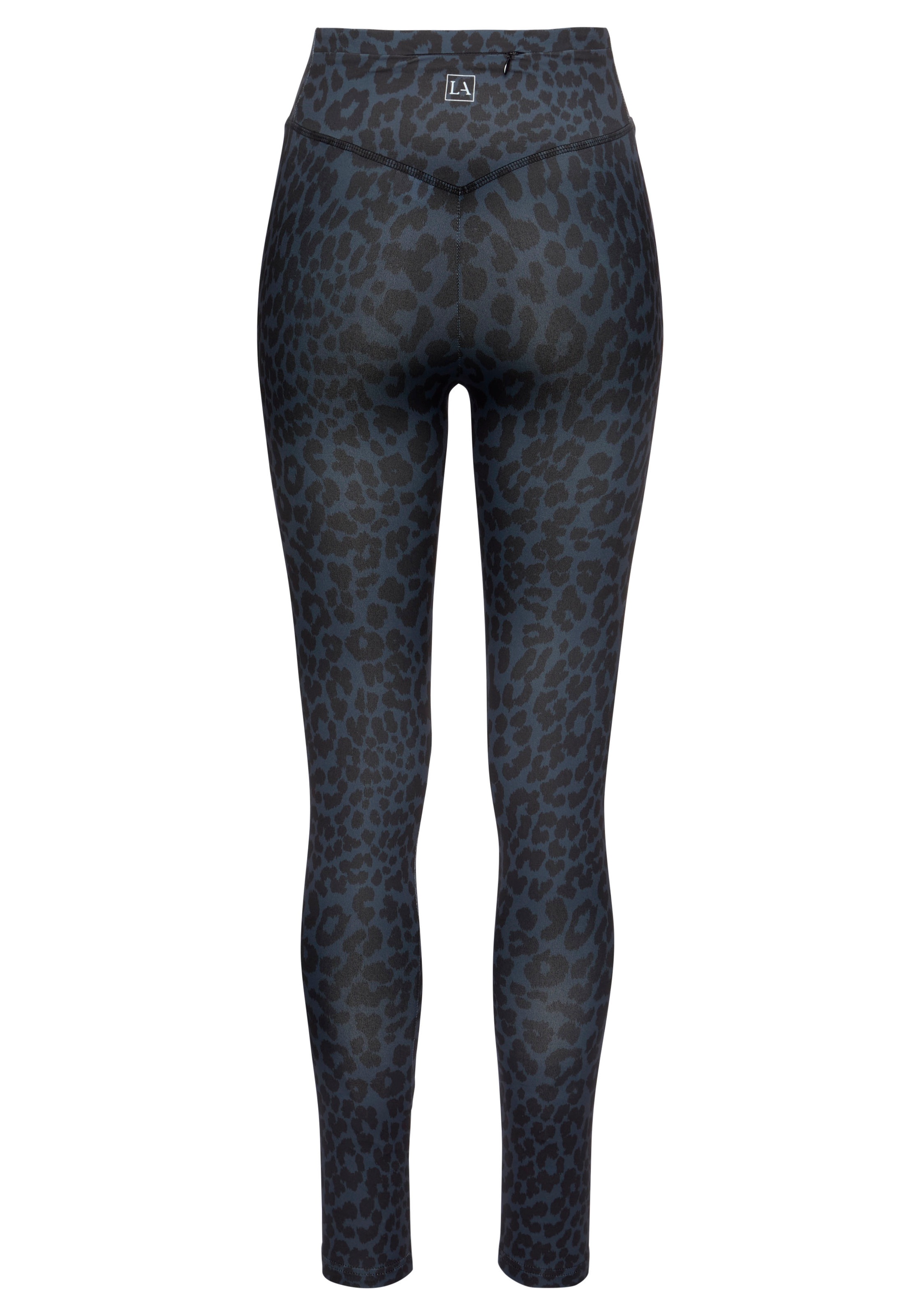 Leggings LASCANA ACTIVE, Damen, Gr. 40/42, N-Gr, bunt (grau, schwarz, leo), Obermaterial: 79% Polyester, 21% Elasthan, figurbetont bodenlang, Hosen Leggings, mit allover Druck 3